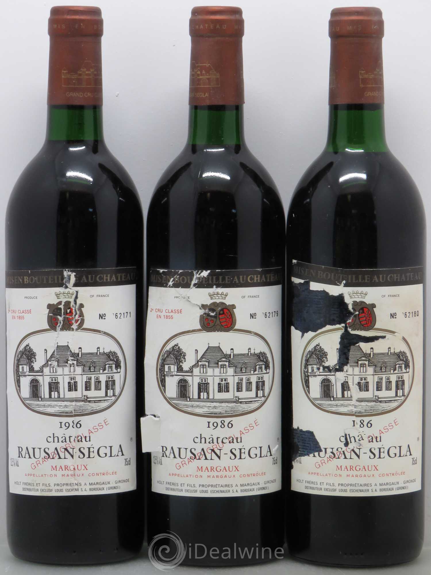 Château Rauzan Ségla Grand Cru Classé 1986 - Lot de 3 bouteilles - 0