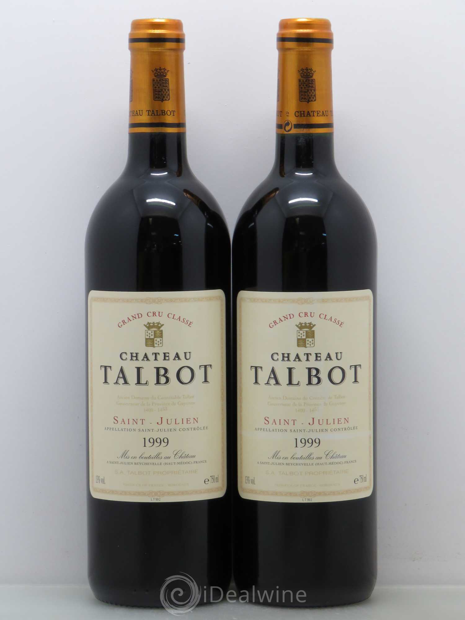 Château Talbot 4ème Grand Cru Classé 1999 - Lot de 2 bouteilles - 0