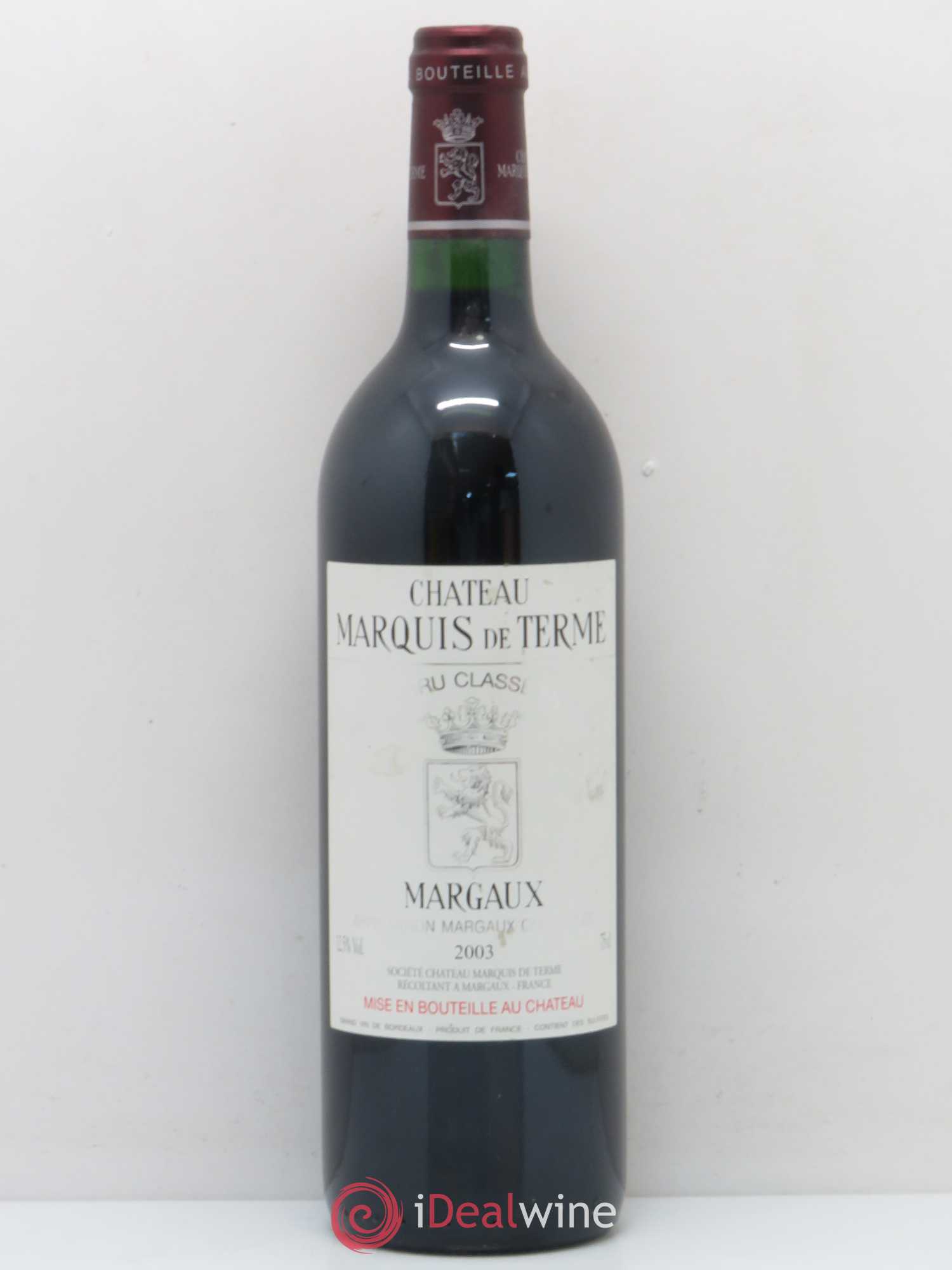 Château Marquis de Terme 4ème Grand Cru Classé 2003 - Lot de 1 bouteille - 0