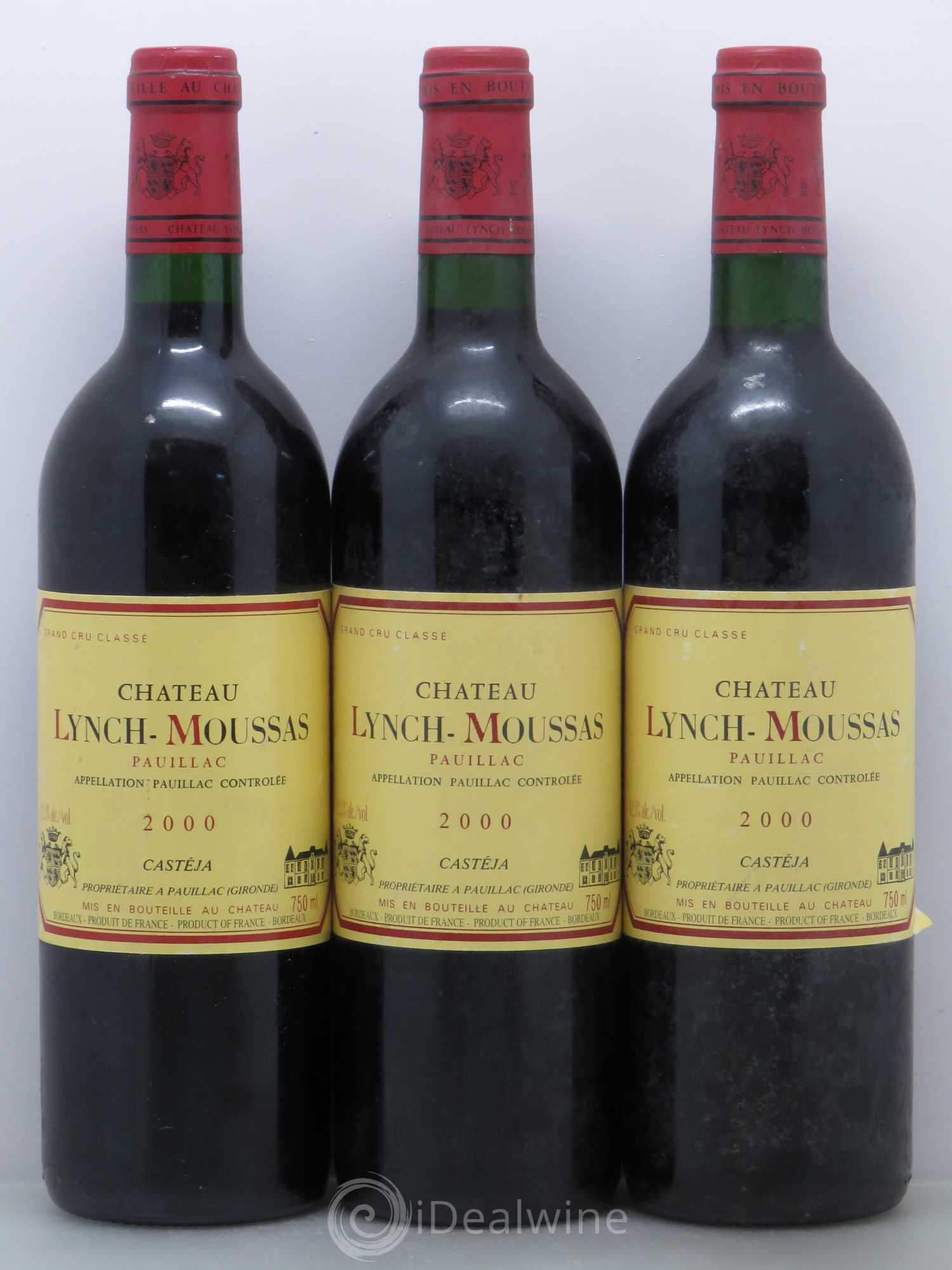 Château Lynch Moussas 5ème Grand Cru Classé 2000 - Lot de 3 bouteilles - 0