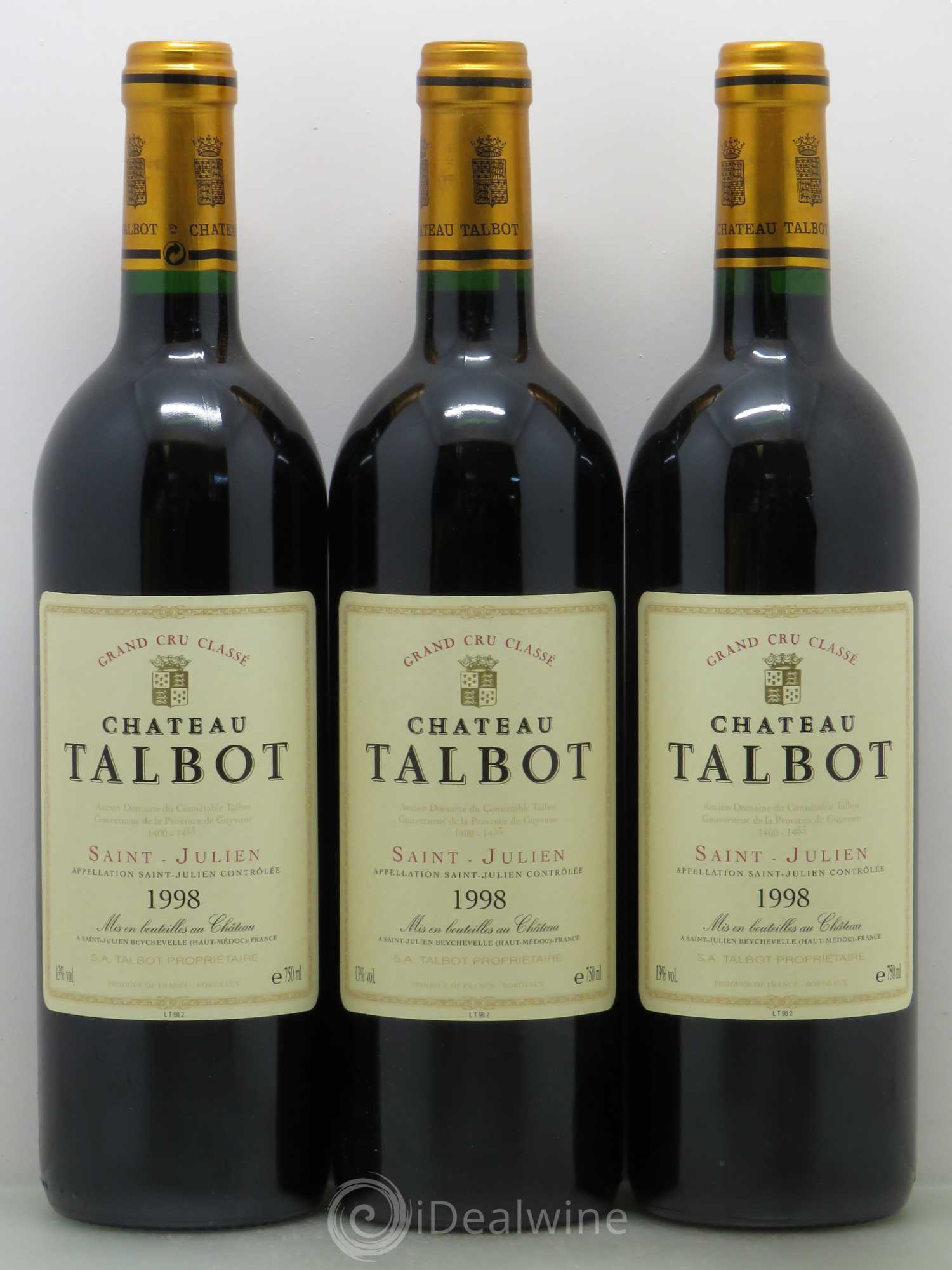 Château Talbot 4ème Grand Cru Classé 1998 - Lot de 6 bouteilles - 2