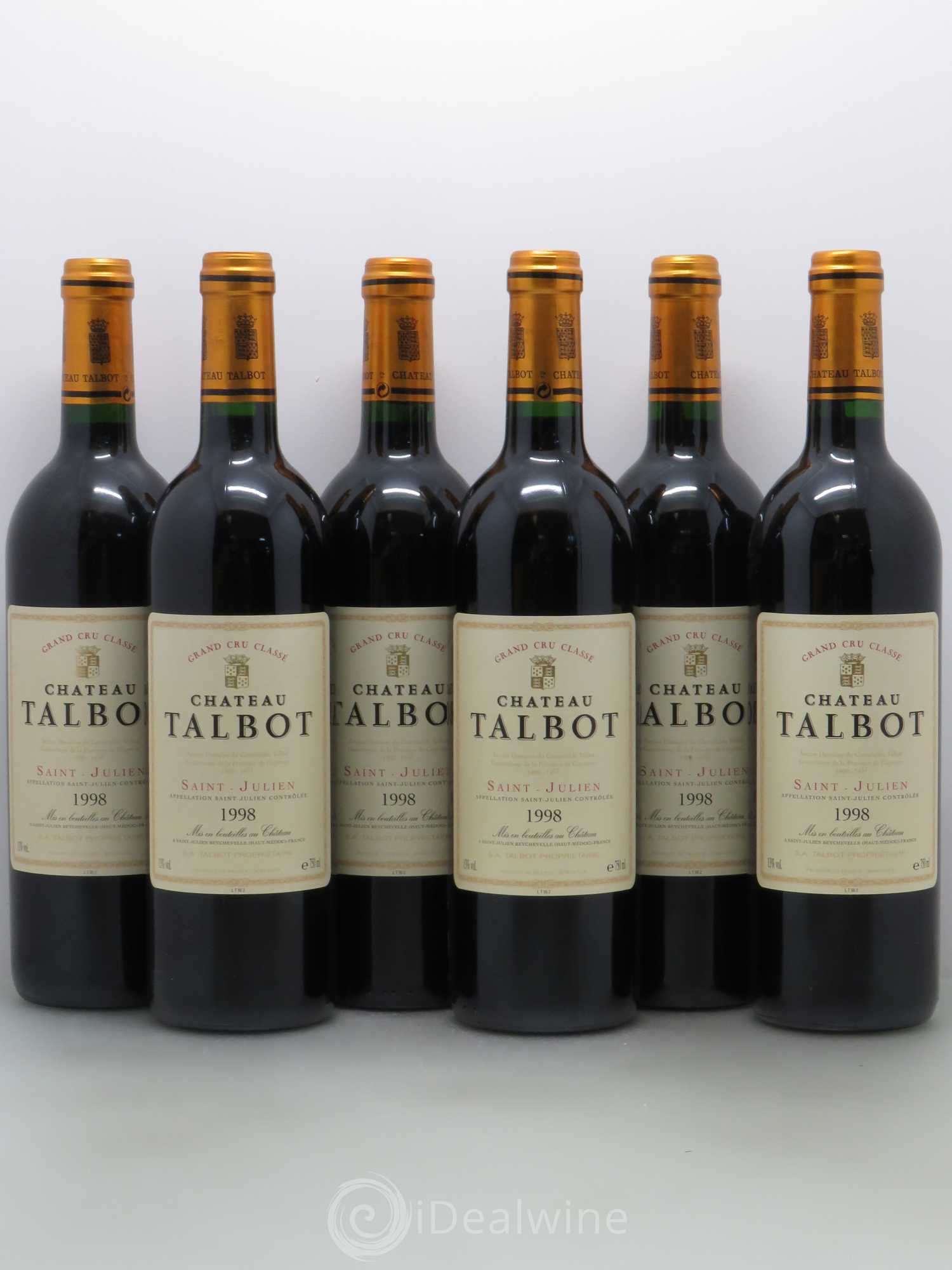 Château Talbot 4ème Grand Cru Classé 1998 - Lot de 6 bouteilles - 0