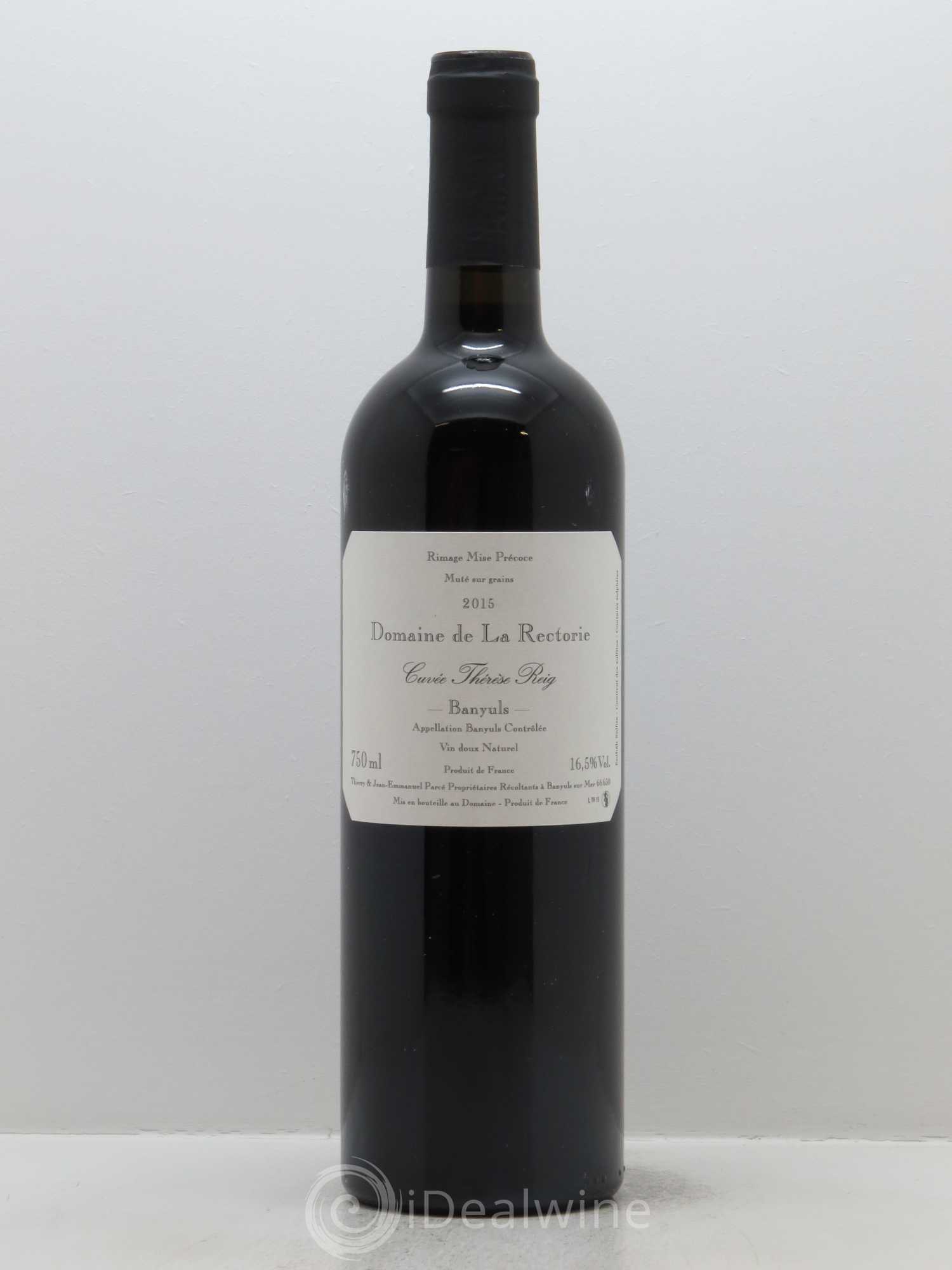 Banyuls La Rectorie (Domaine de) Thérèse Reig Thierry et Jean Emmanuel Parcé 2015 - Lot de 1 bouteille - 0