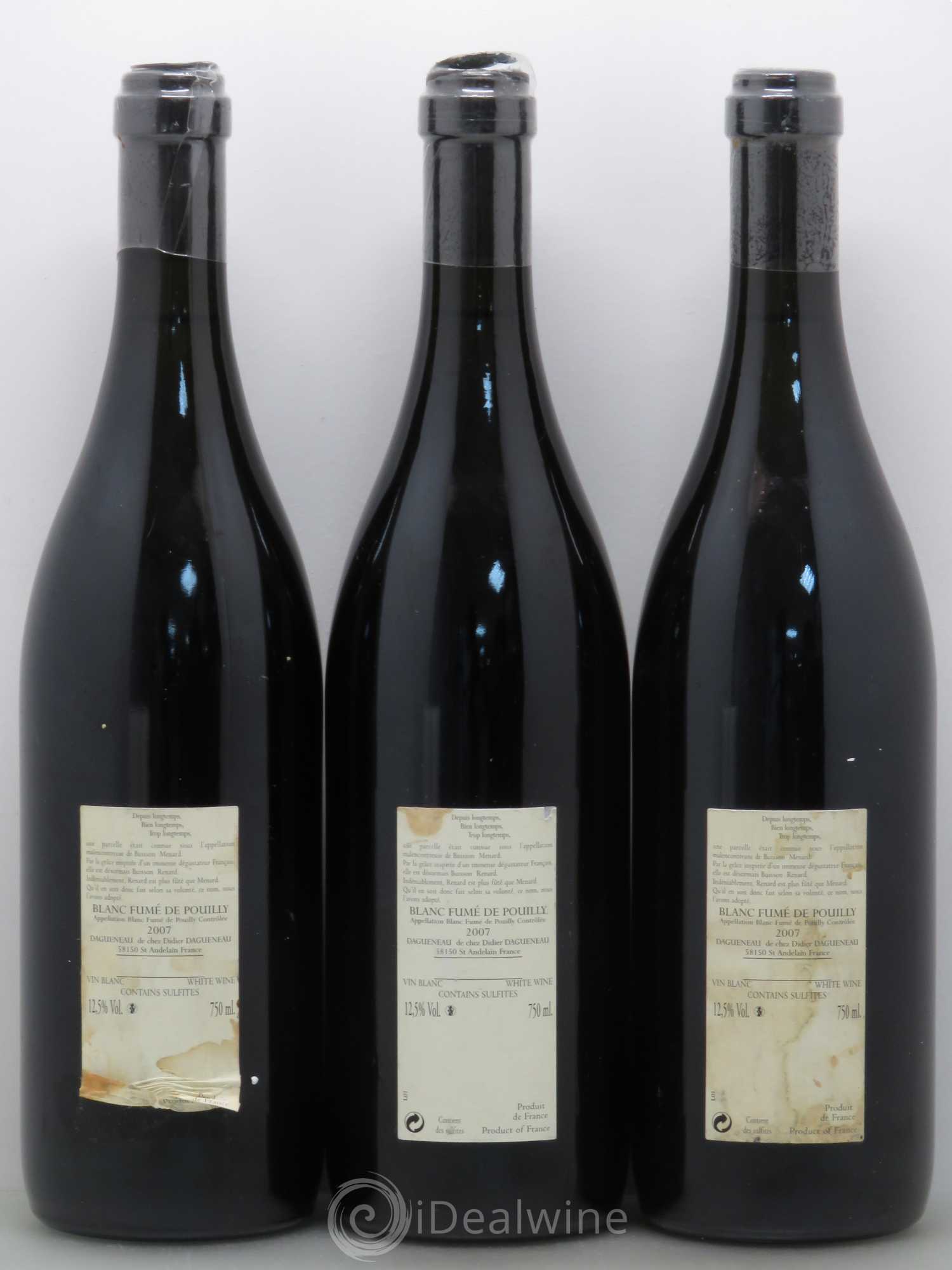 Vin de France (anciennement Pouilly-Fumé) Buisson Renard Dagueneau (Domaine Didier - Louis-Benjamin) 2007 - Lot de 3 bouteilles - 1
