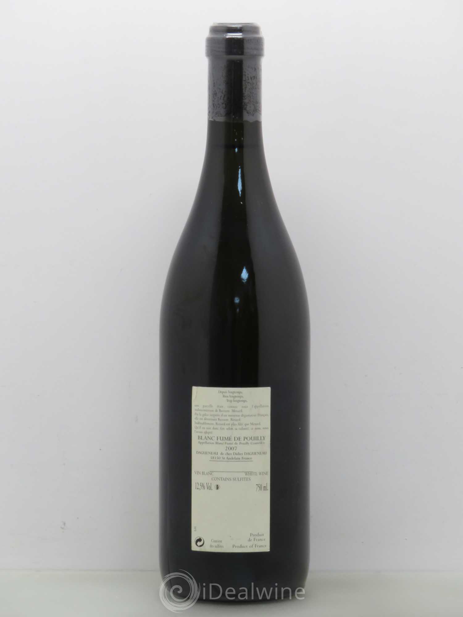 Vin de France (anciennement Pouilly-Fumé) Buisson Renard Dagueneau (Domaine Didier - Louis-Benjamin) 2007 - Lot de 1 bouteille - 1