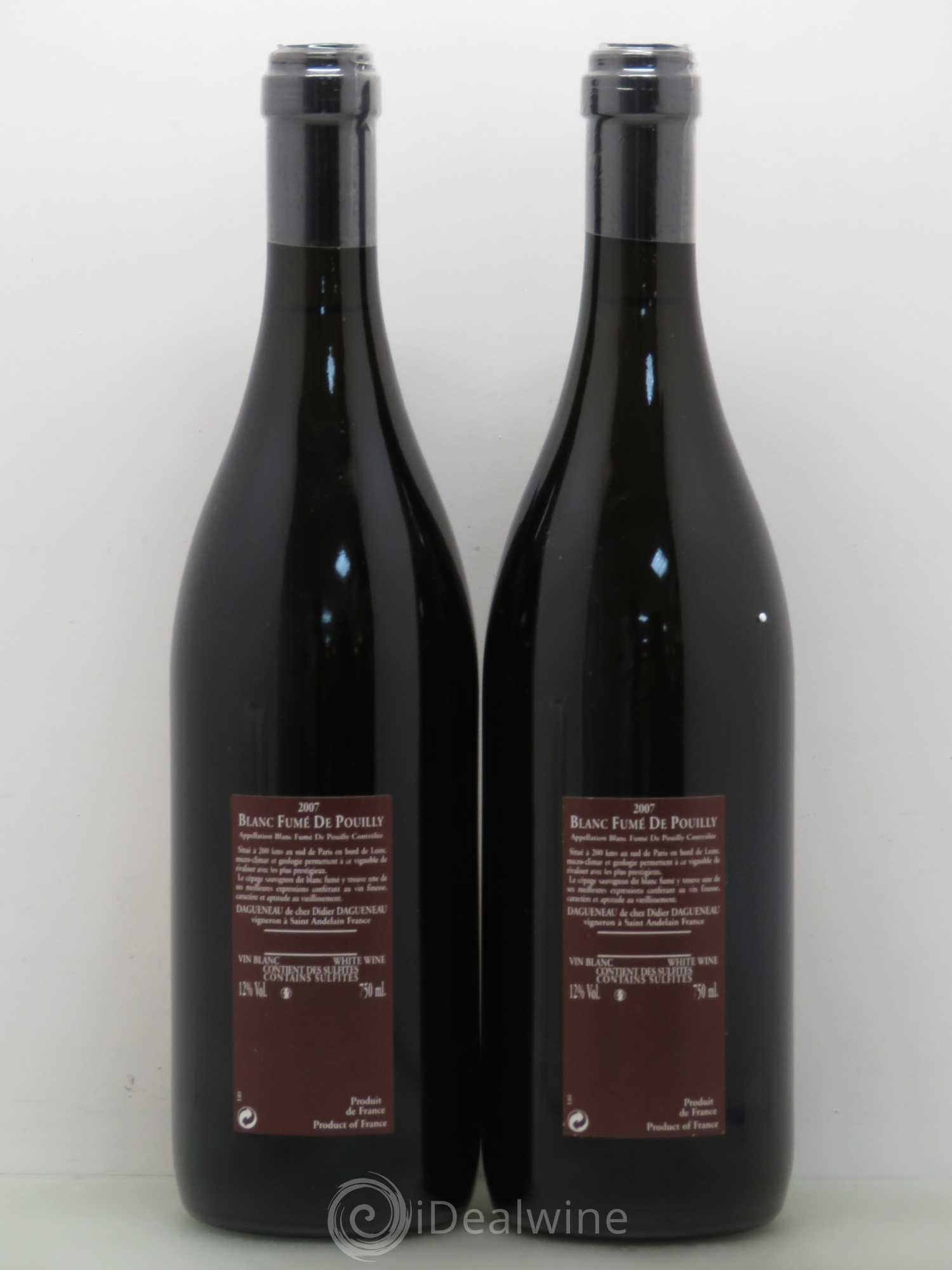 Vin de France (anciennement Pouilly-Fumé) Pur Sang Dagueneau (Domaine Didier - Louis-Benjamin) 2007 - Lot de 2 bouteilles - 1