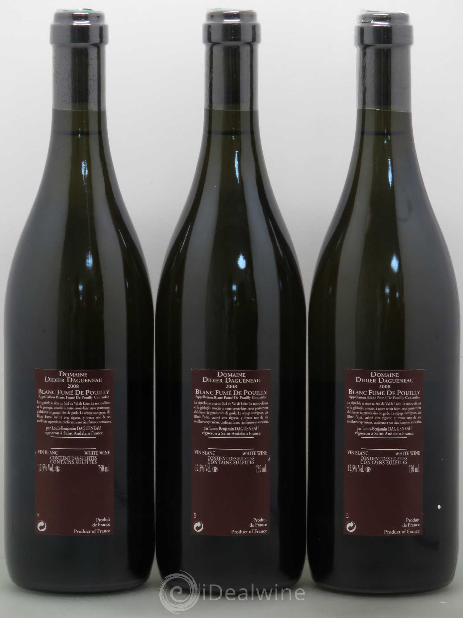 Vin de France (anciennement Pouilly-Fumé) Pur Sang Dagueneau (Domaine Didier - Louis-Benjamin) 2008 - Lot de 3 bouteilles - 1