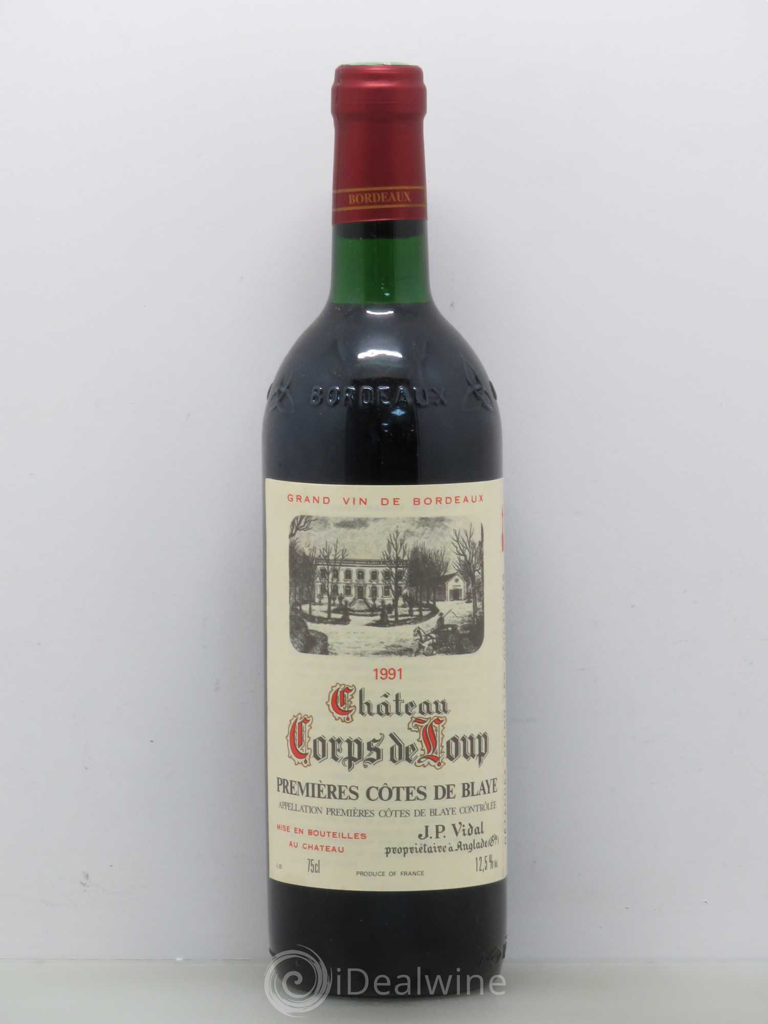 Premières-Côtes-de-Blaye (Blaye-Côtes-de-Bordeaux) Château Corps de Loup 1991 - Lot de 1 bouteille - 0