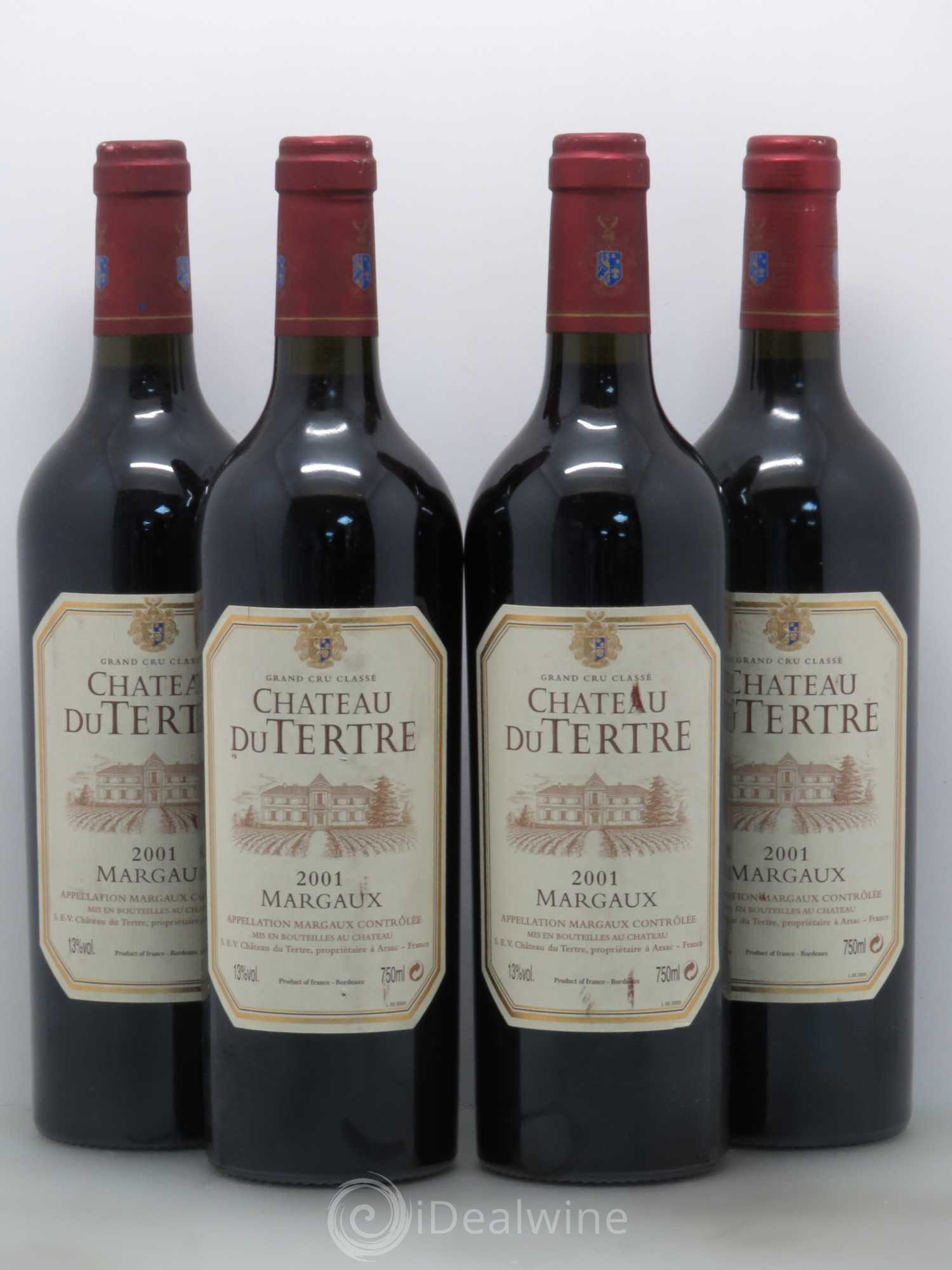 Château du Tertre 5ème Grand Cru Classé 2001 - Lot de 4 bouteilles - 0