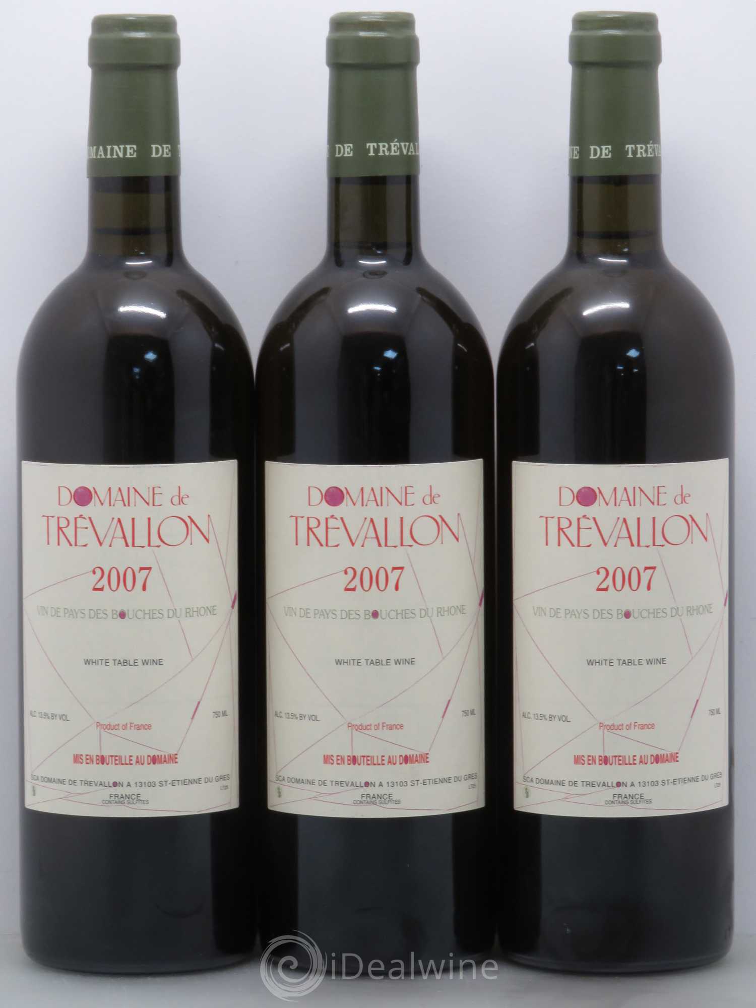 VDP Bouches du Rhône Trévallon (Domaine de) Eloi Dürrbach 2007 - Lot de 3 bouteilles - 0