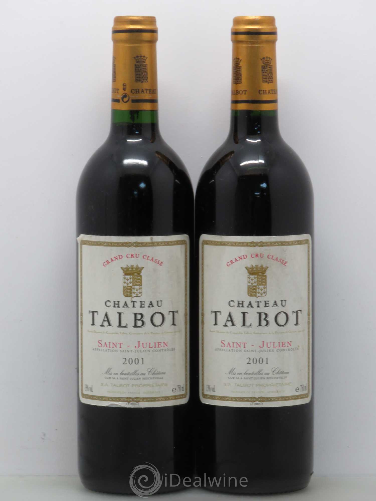 Château Talbot 4ème Grand Cru Classé 2001 - Lot de 5 bouteilles - 2