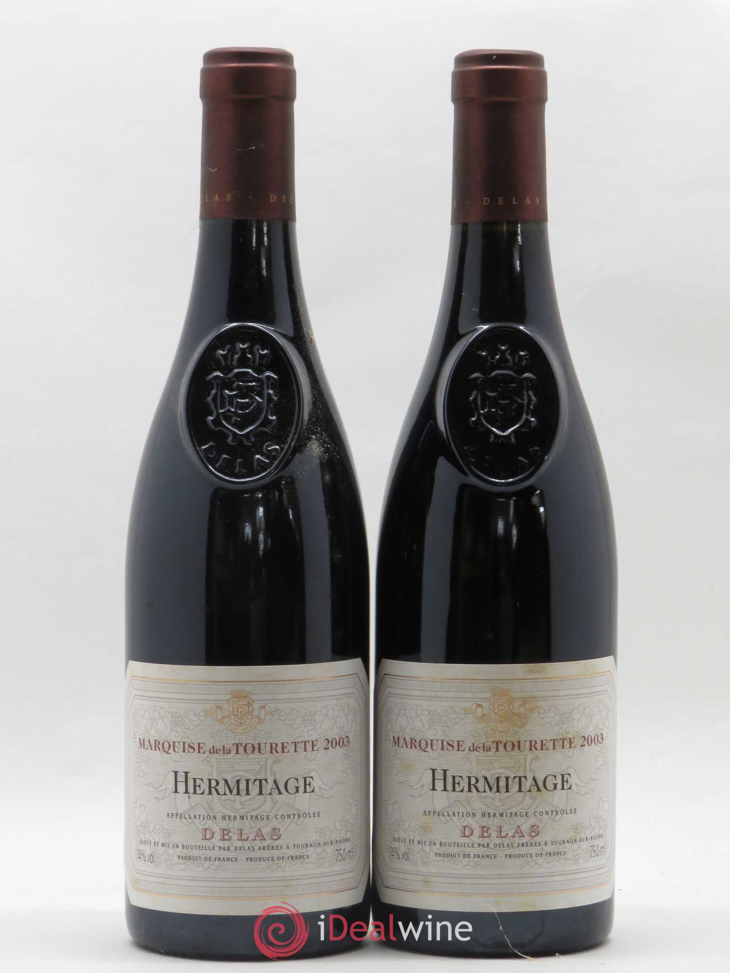 Hermitage Marquise de la Tourette Delas Frères 2003 - Lot de 2 bouteilles - 0