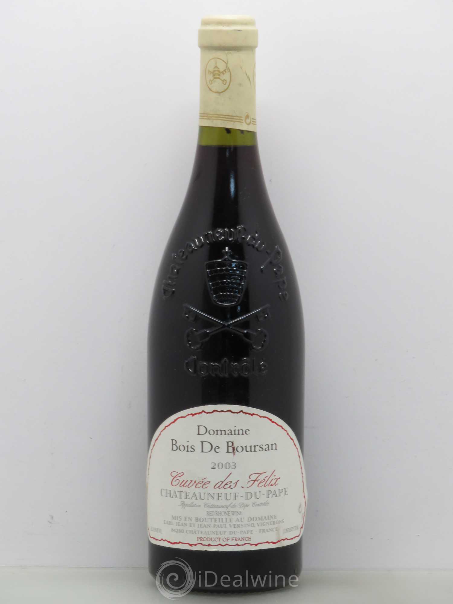Châteauneuf-du-Pape Bois de Boursan (Domaine) Cuvée des Félix Jean et Jean-Paul Versino (sans prix de réserve) 2003 - Lot de 1 bouteille - 0