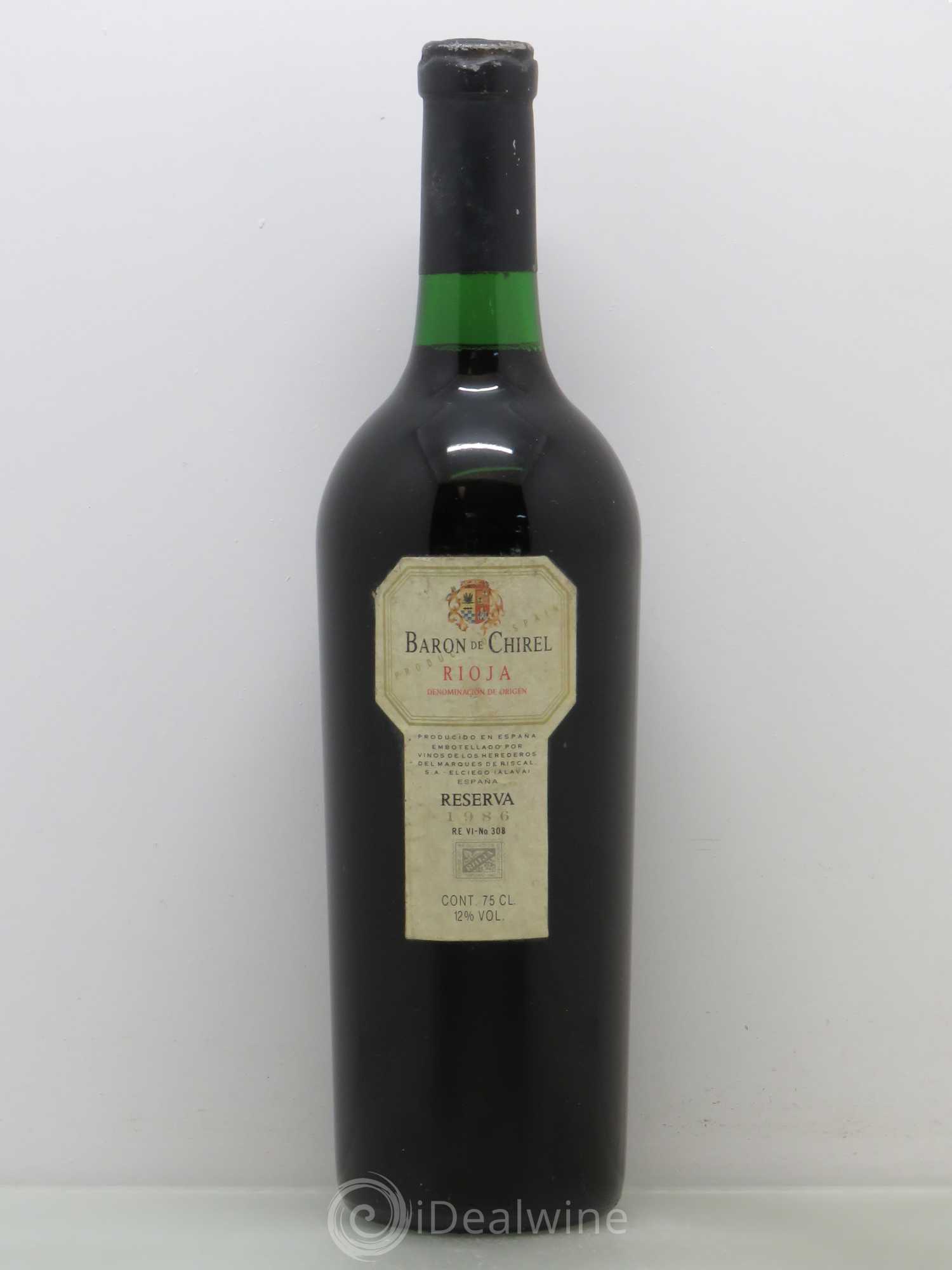 Rioja DOCA Reserva Baron Chirel 1986 - Lot of 1 bottle - 0