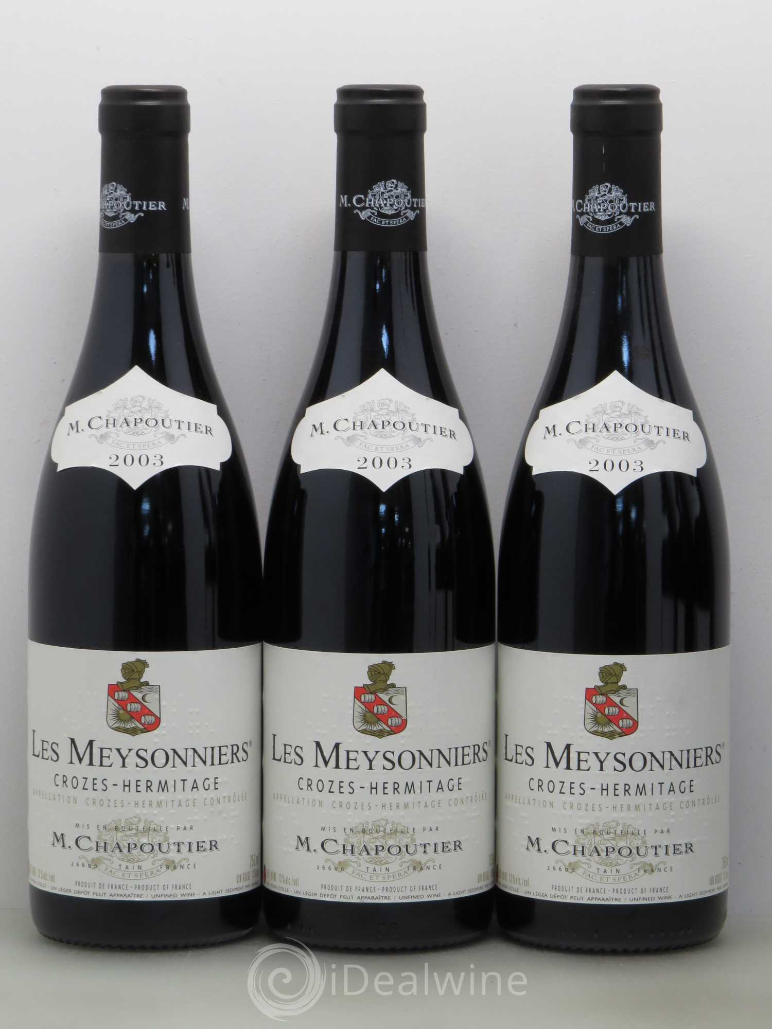 Crozes-Hermitage Les Meysonniers Chapoutier 2003 - Lot of 6 bottles - 1