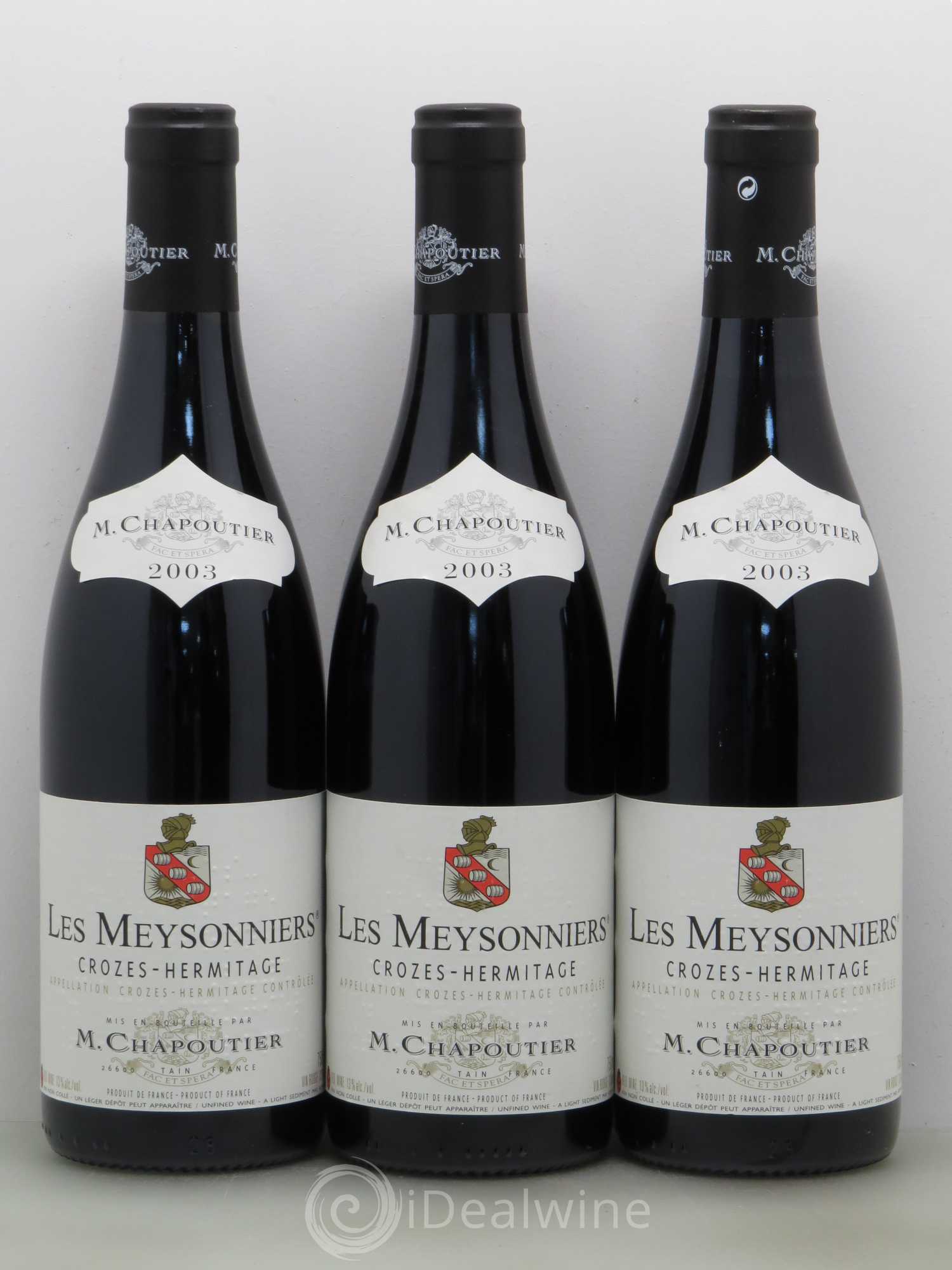 Crozes-Hermitage Les Meysonniers Chapoutier 2003 - Lot of 6 bottles - 2