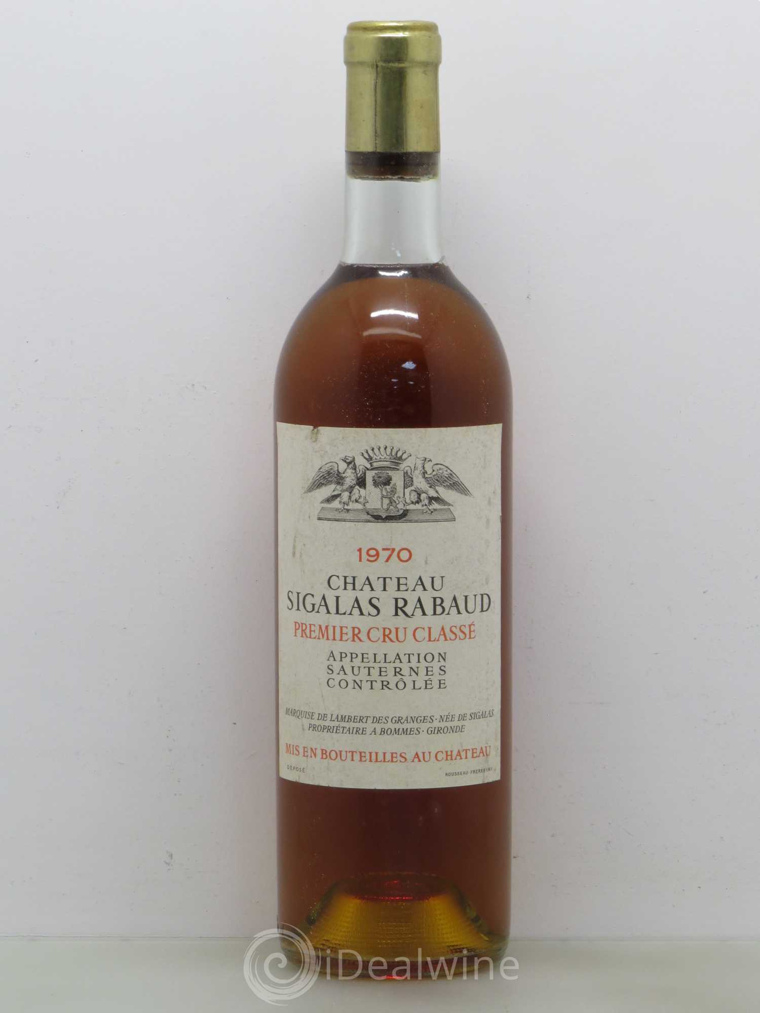 Château Sigalas Rabaud 1er Grand Cru Classé 1970 - Lot de 1 bouteille - 0