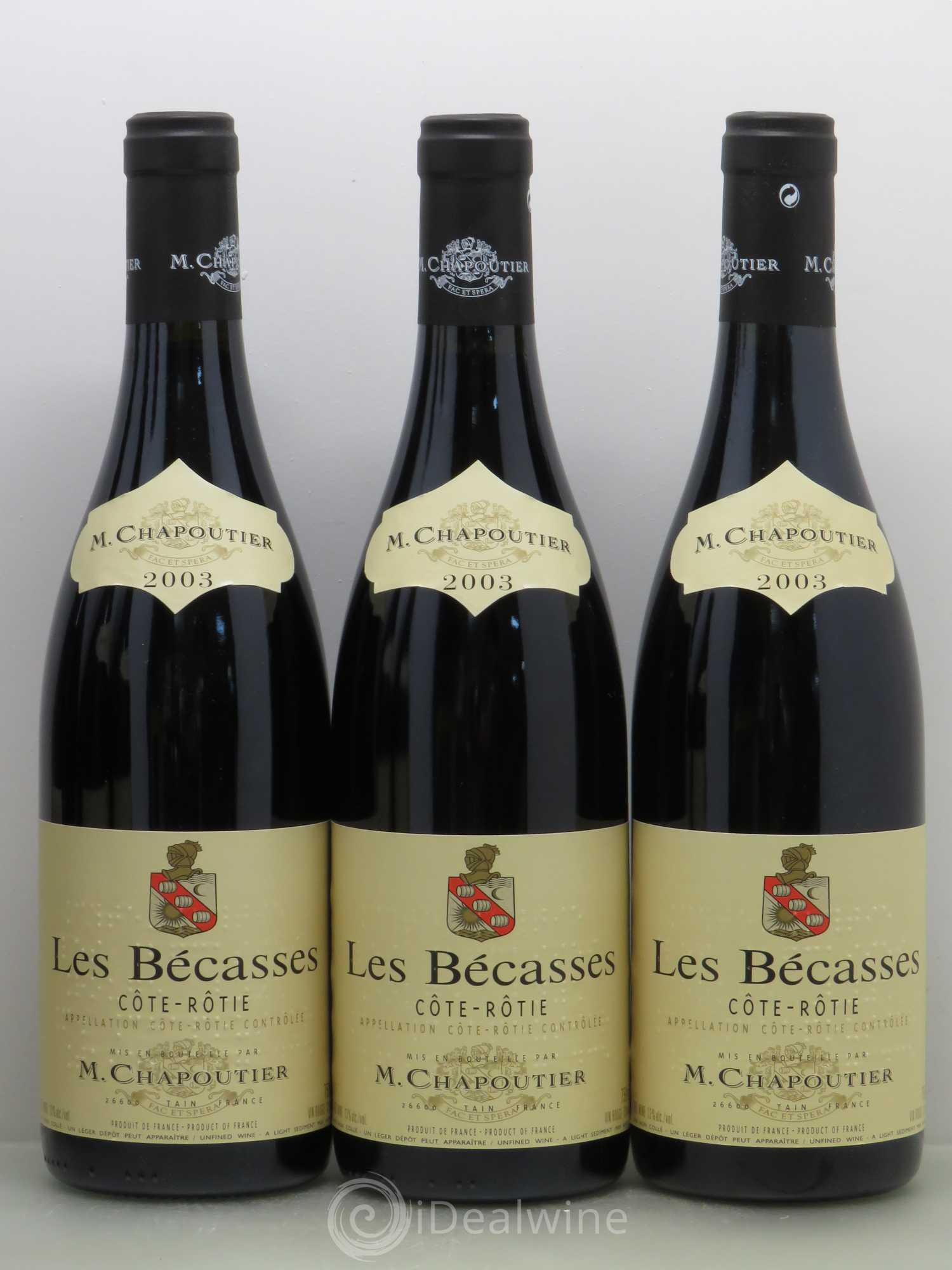 Côte-Rôtie Les Bécasses Chapoutier 2003 - Lot de 6 bouteilles - 1