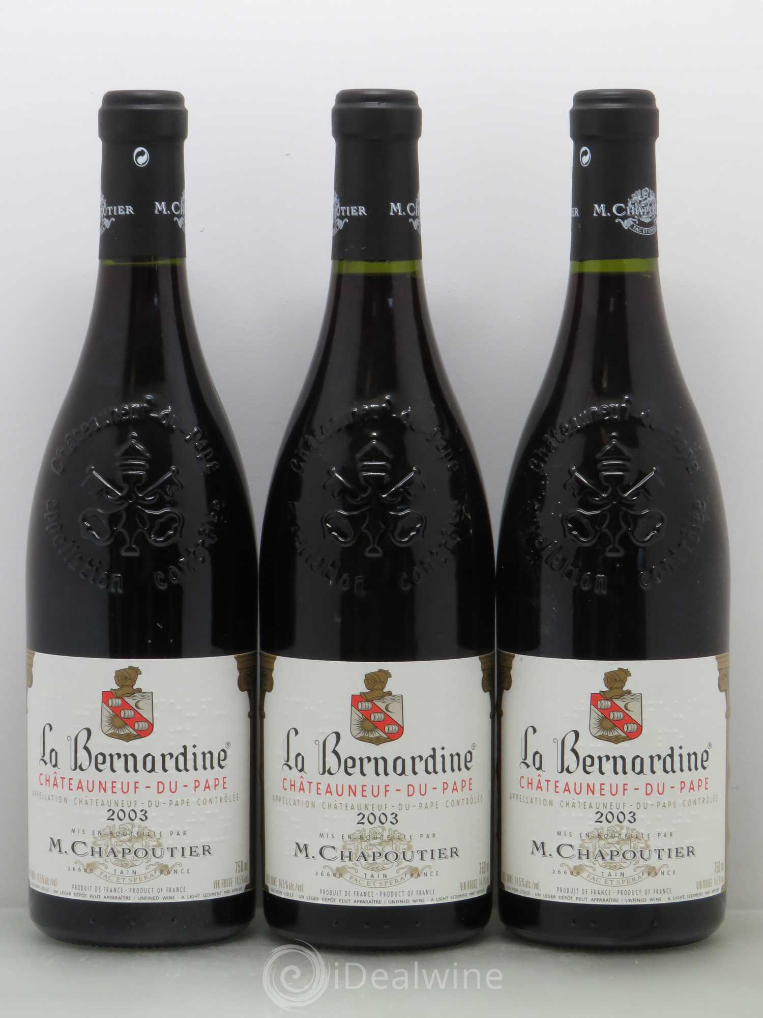 Châteauneuf-du-Pape La Bernardine Chapoutier 2003 - Lot de 6 bouteilles - 1