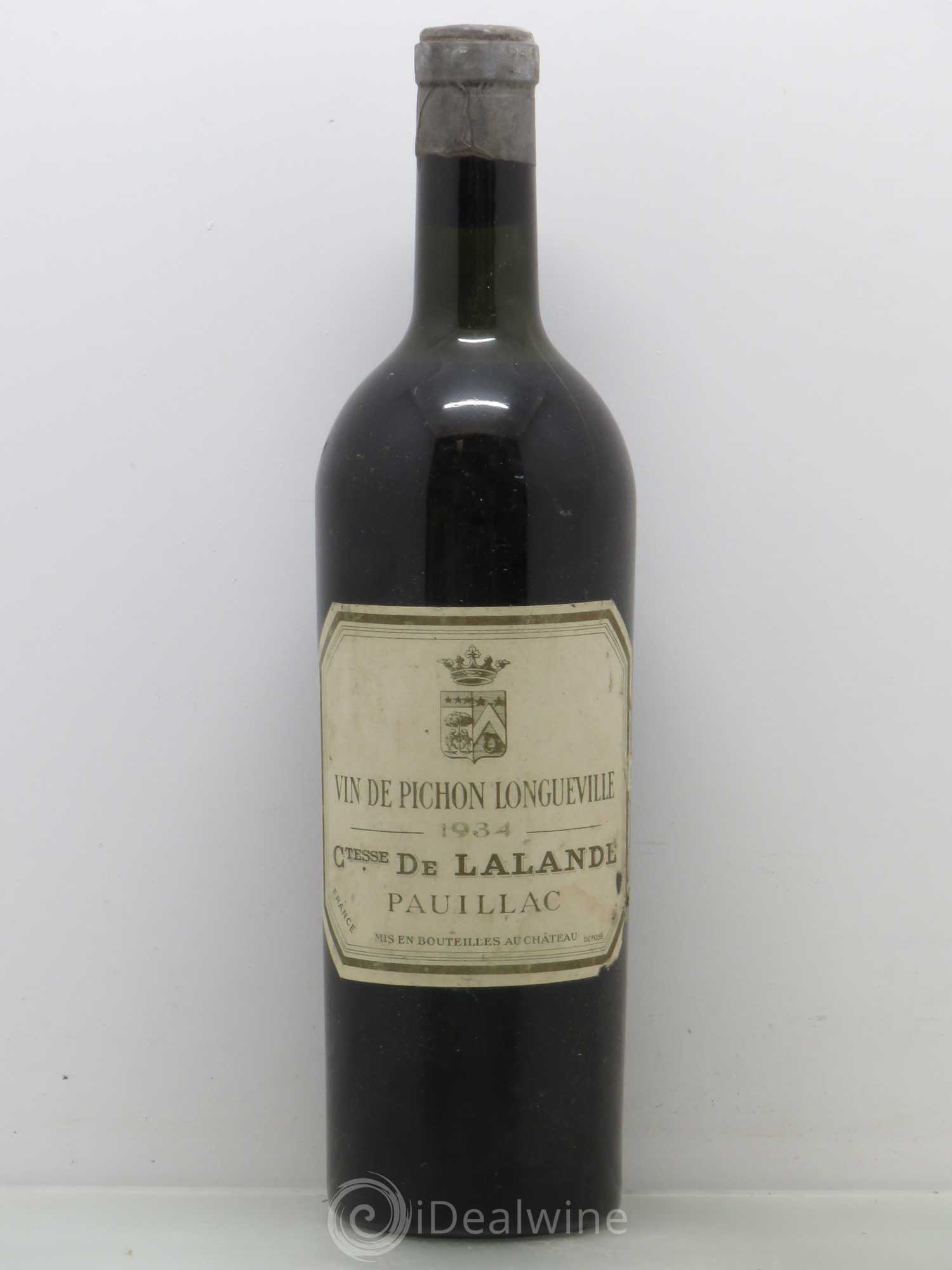 Château Pichon Longueville Comtesse de Lalande 2ème Grand Cru Classé 1934 - Lot de 1 bouteille - 0