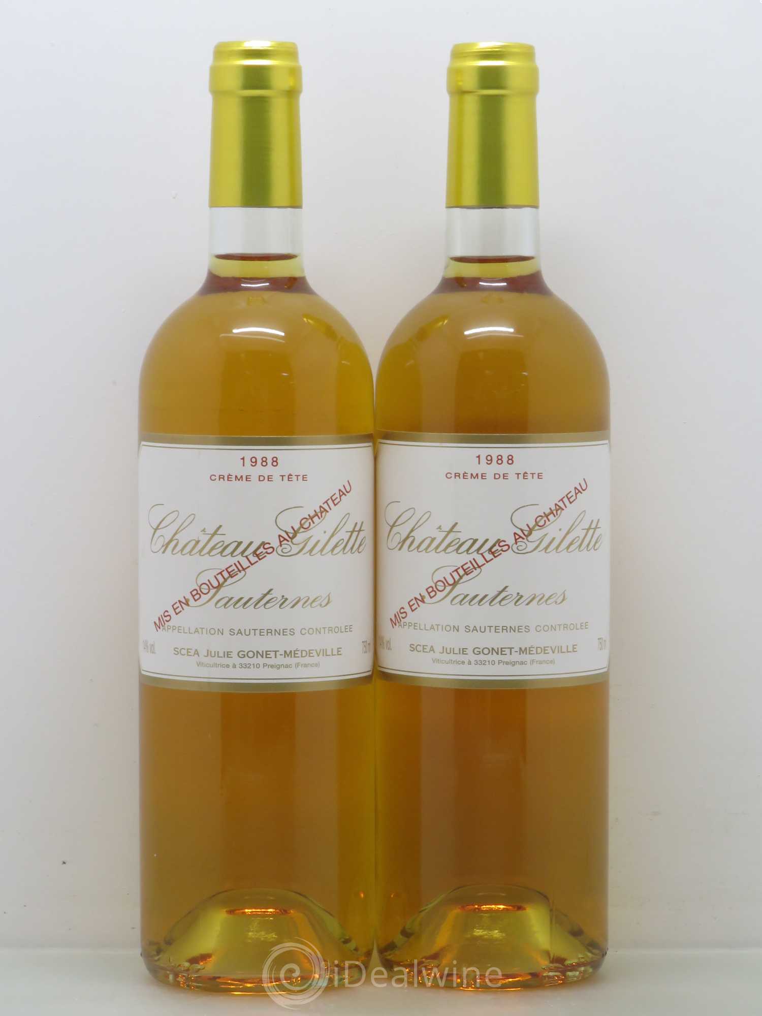 Château Gilette Crème de tête 1988 - Lotto di 2 bottiglie - 0