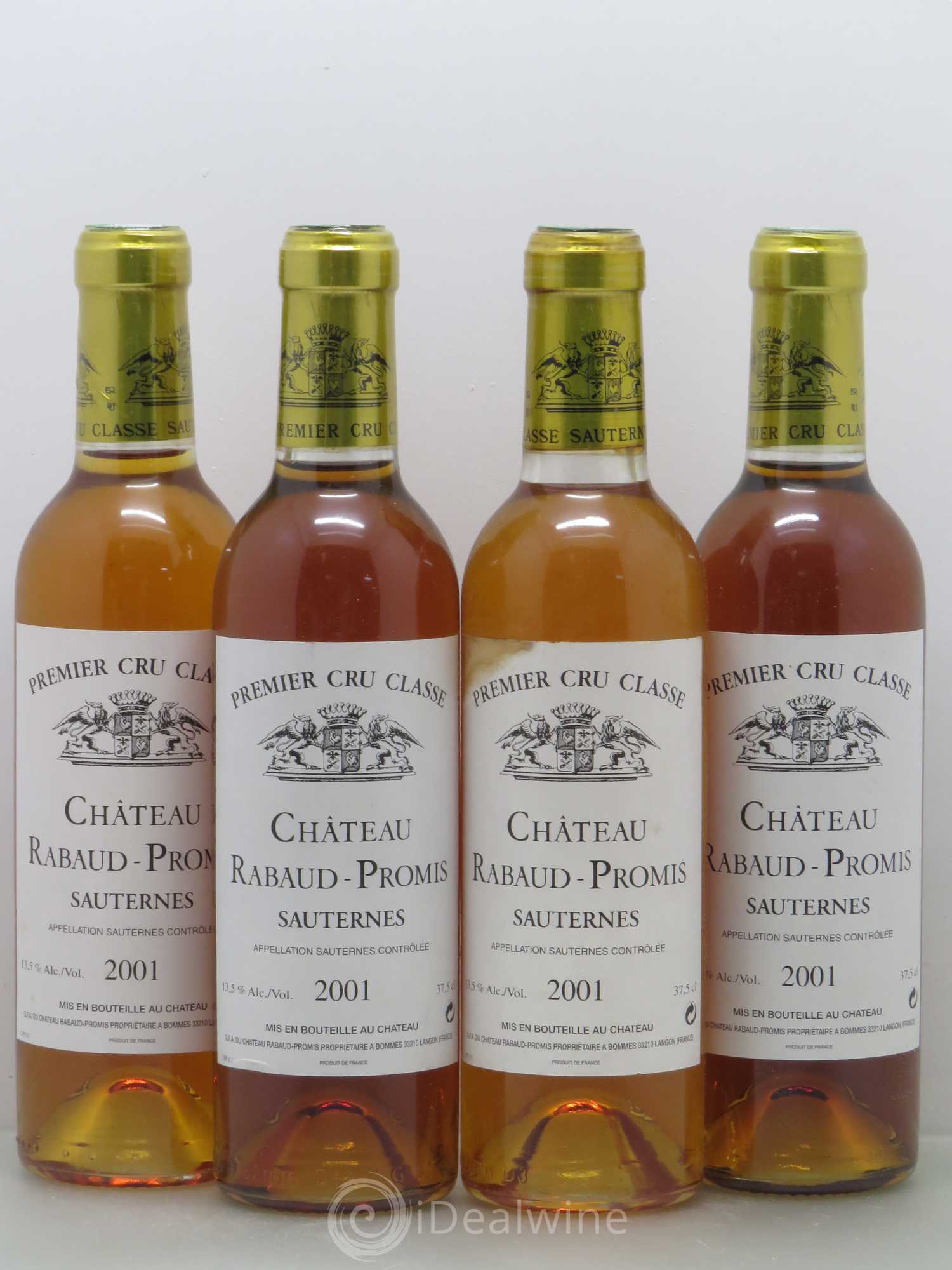 Château Rabaud Promis 1er Grand Cru Classé 2001 - Posten von 4 Demi-Flaschen - 0