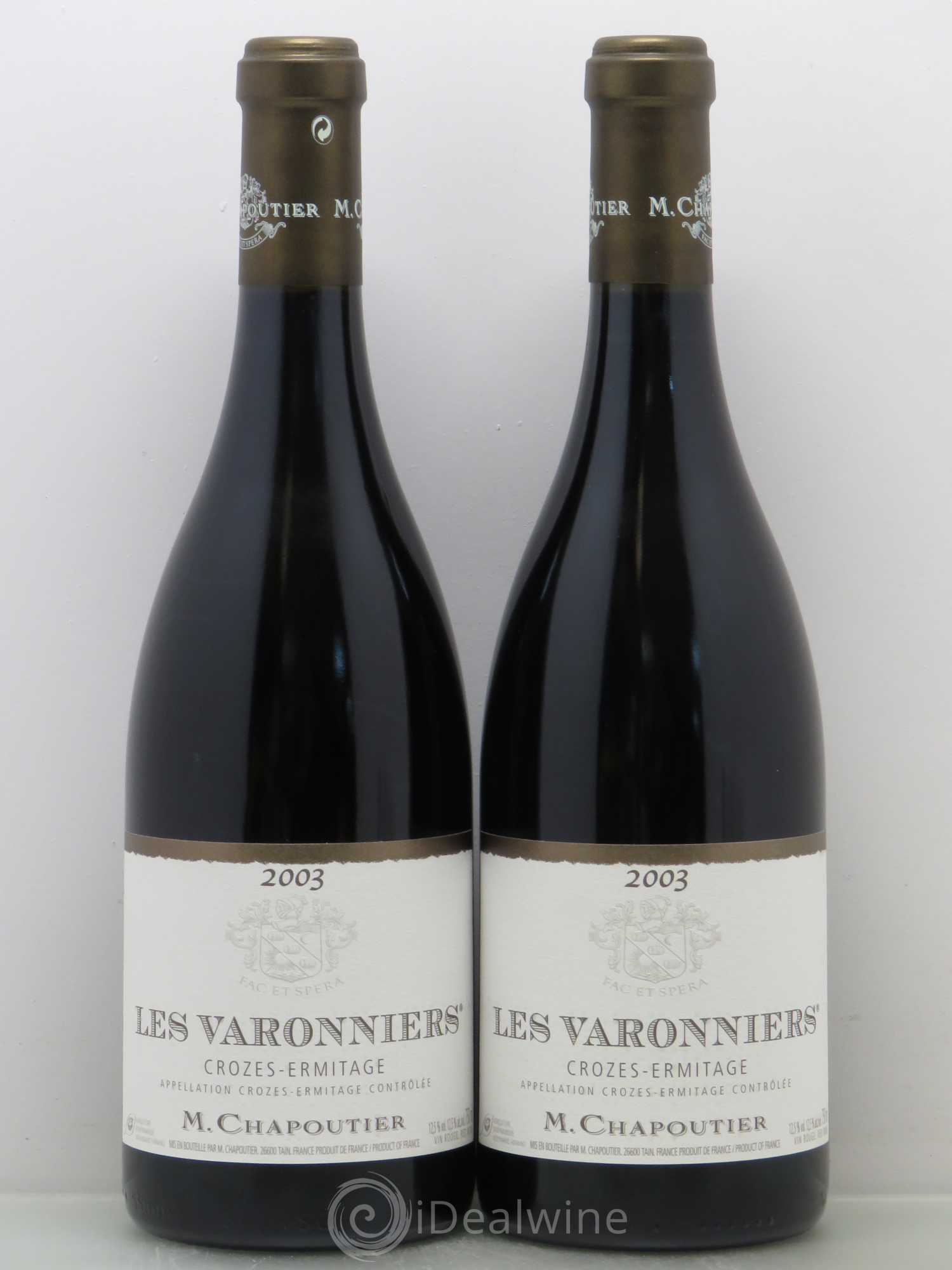 Crozes-Hermitage Les Varonniers Chapoutier 2003 - Lot de 2 bouteilles - 0