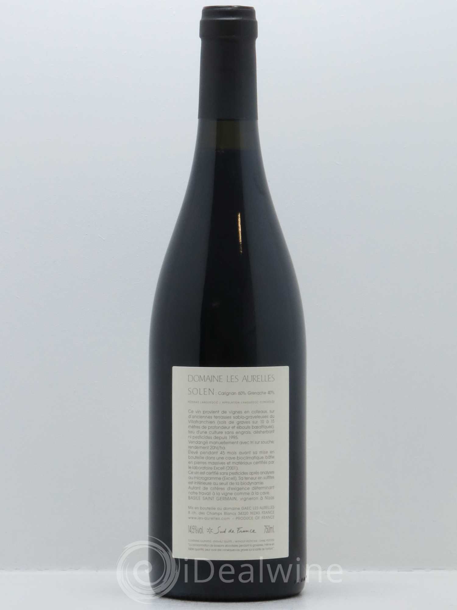 Languedoc Pézenas Solen Domaine les Aurelles 2012 - Lot de 1 bouteille - 1