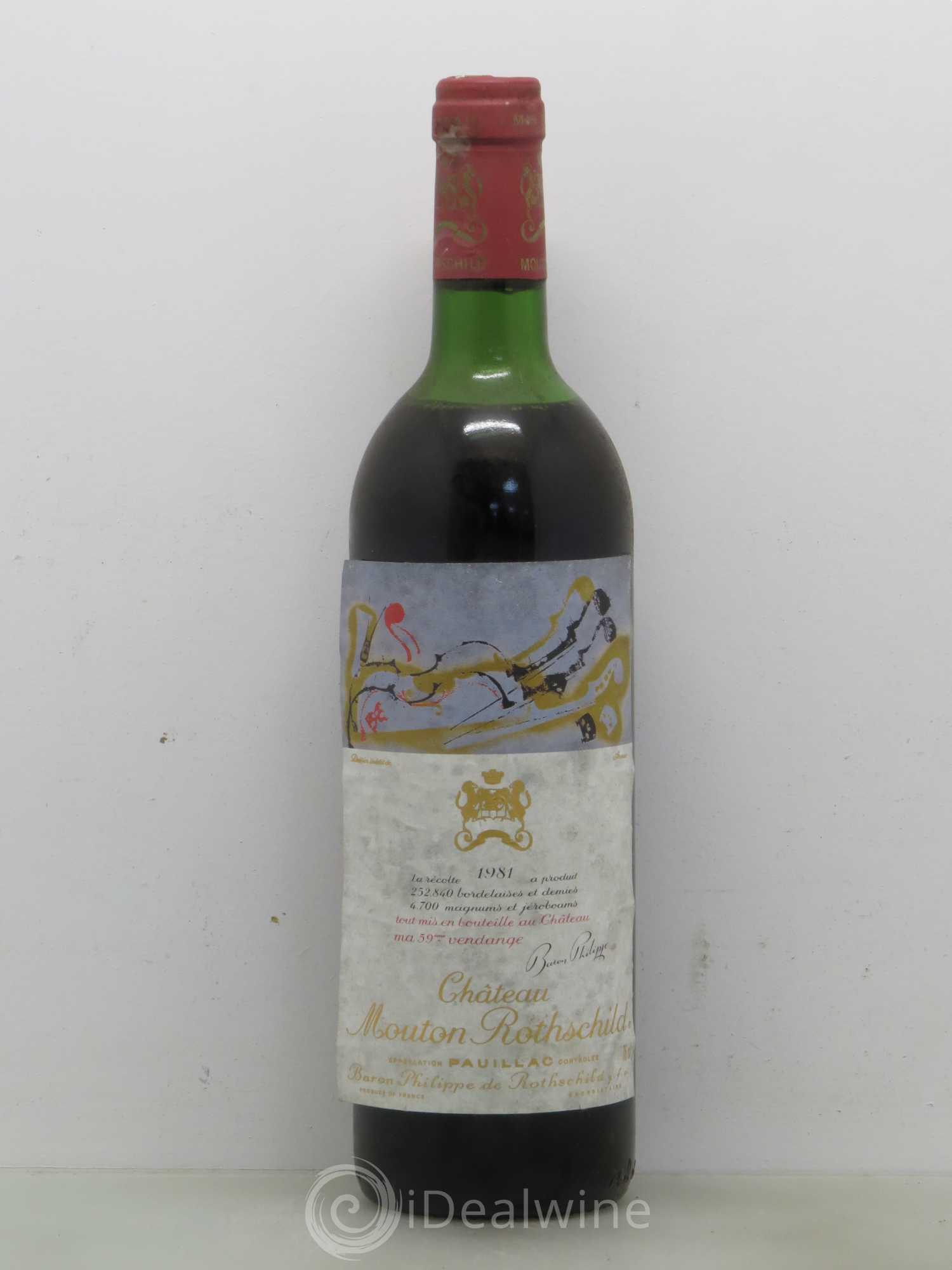 Château Mouton Rothschild 1er Grand Cru Classé 1981 - Lot de 1 bouteille - 0