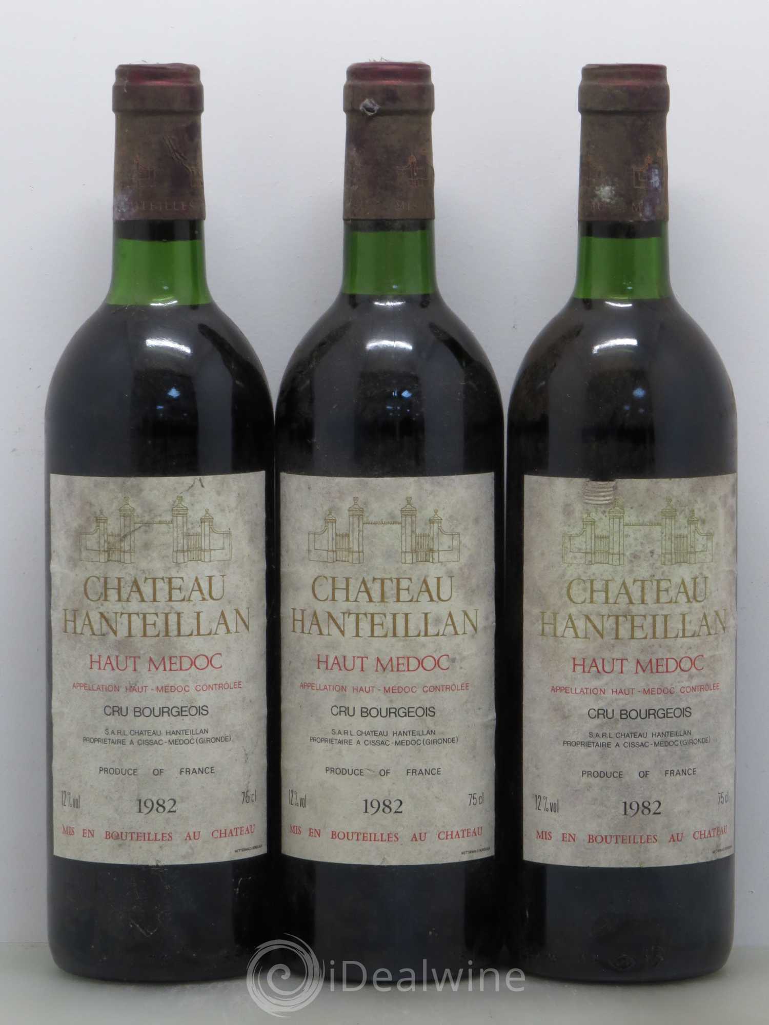Château Hanteillan Cru Bourgeois 1982 - Lot de 3 bouteilles - 0