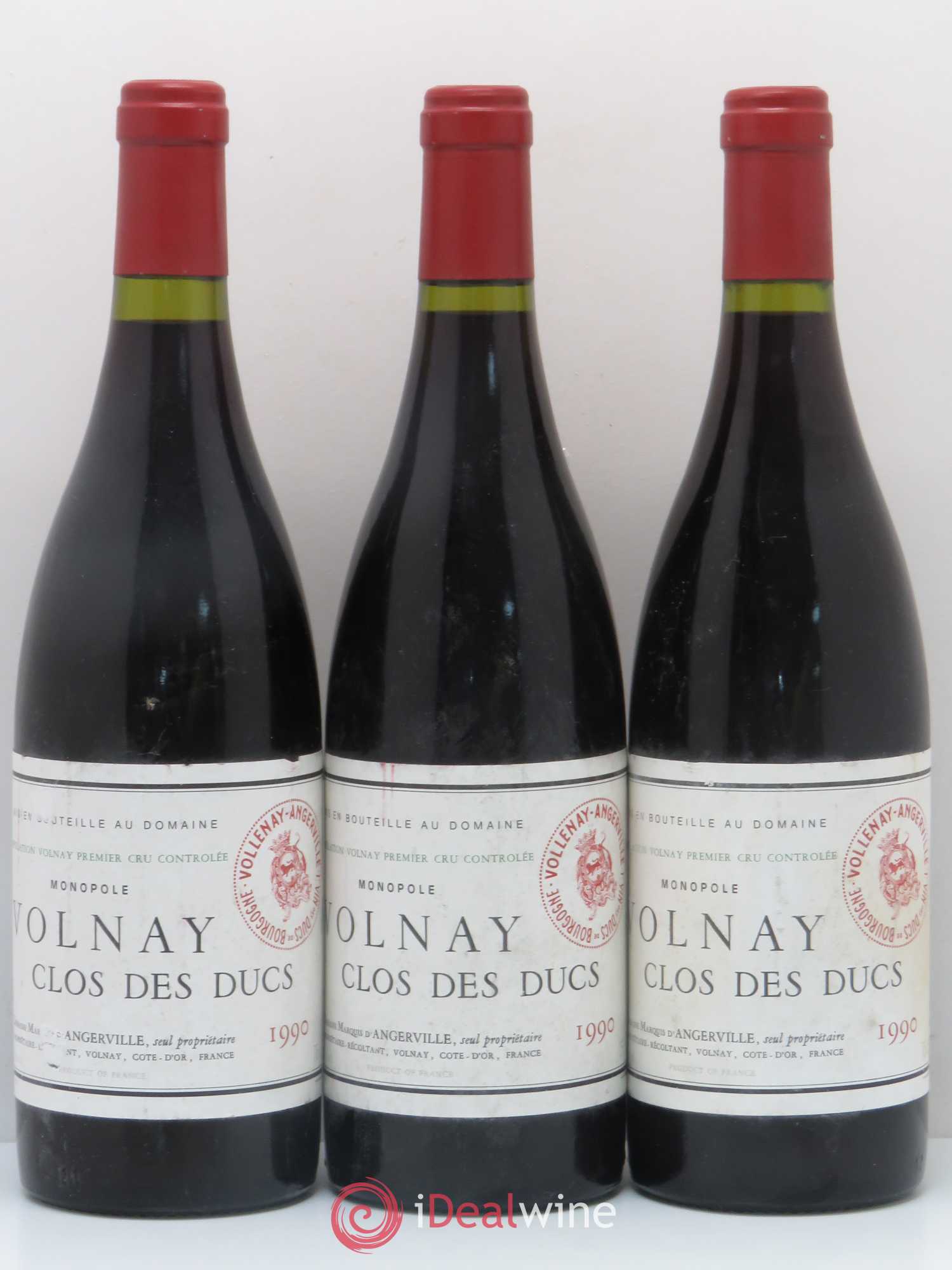 Volnay 1er Cru Clos des Ducs Marquis d'Angerville (Domaine) 1990 - Lotto di 3 bottiglie - 0