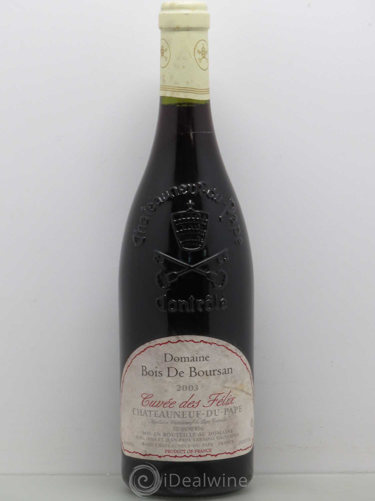 Châteauneuf-du-Pape Bois de Boursan (Domaine) Cuvée des Félix Jean et Jean-Paul Versino 2003 - Lot de 1 bouteille - 0