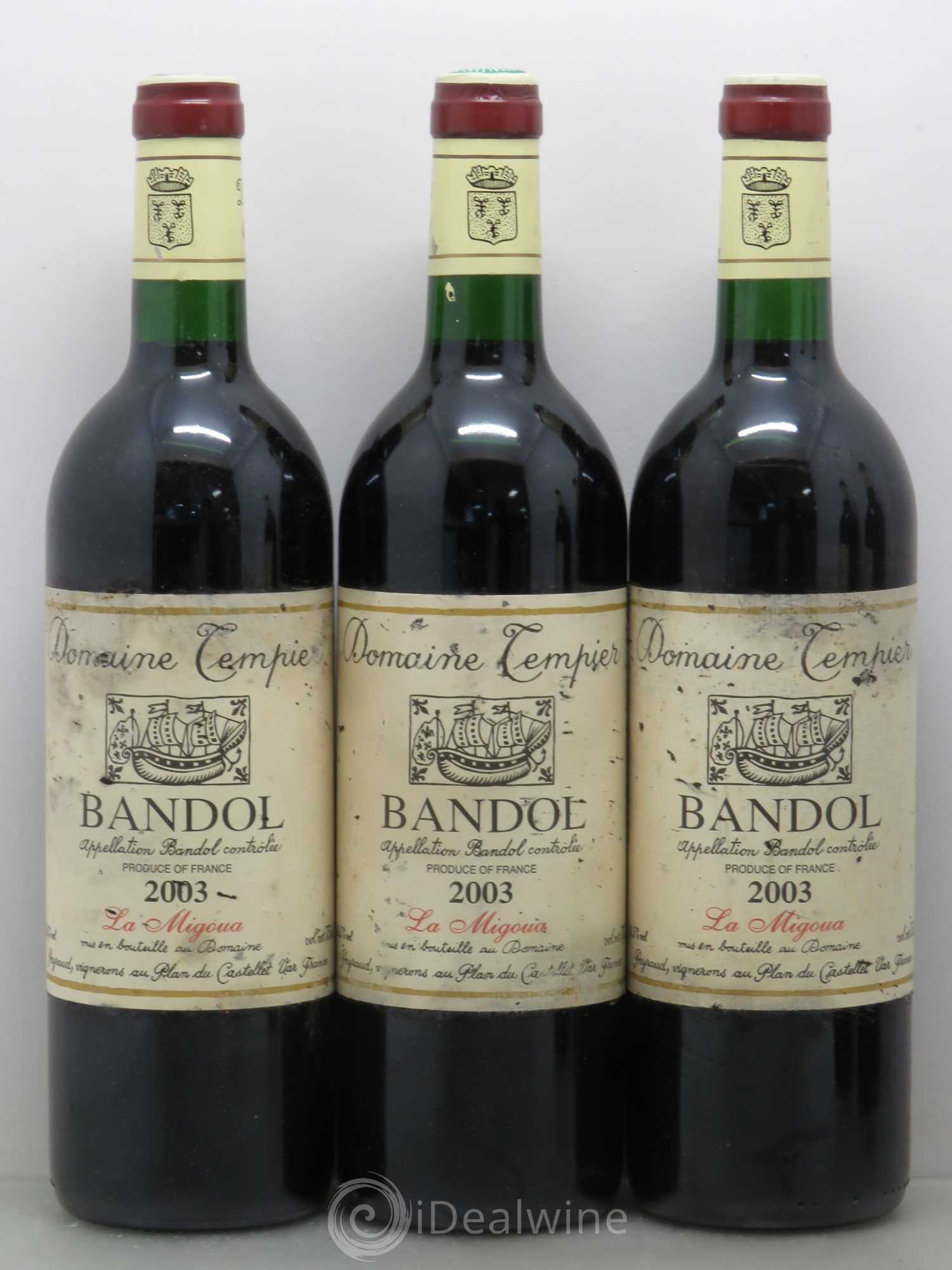 Bandol Domaine Tempier Cuvée La Migoua Famille Peyraud 2003 - Lot de 5 bouteilles - 1