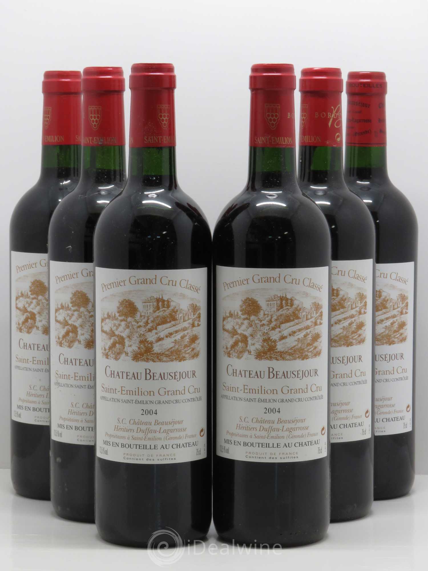 Château Beauséjour (Duffau-Lagarrosse) 1er Grand Cru Classé B 2004 - Lot de 6 bouteilles - 0
