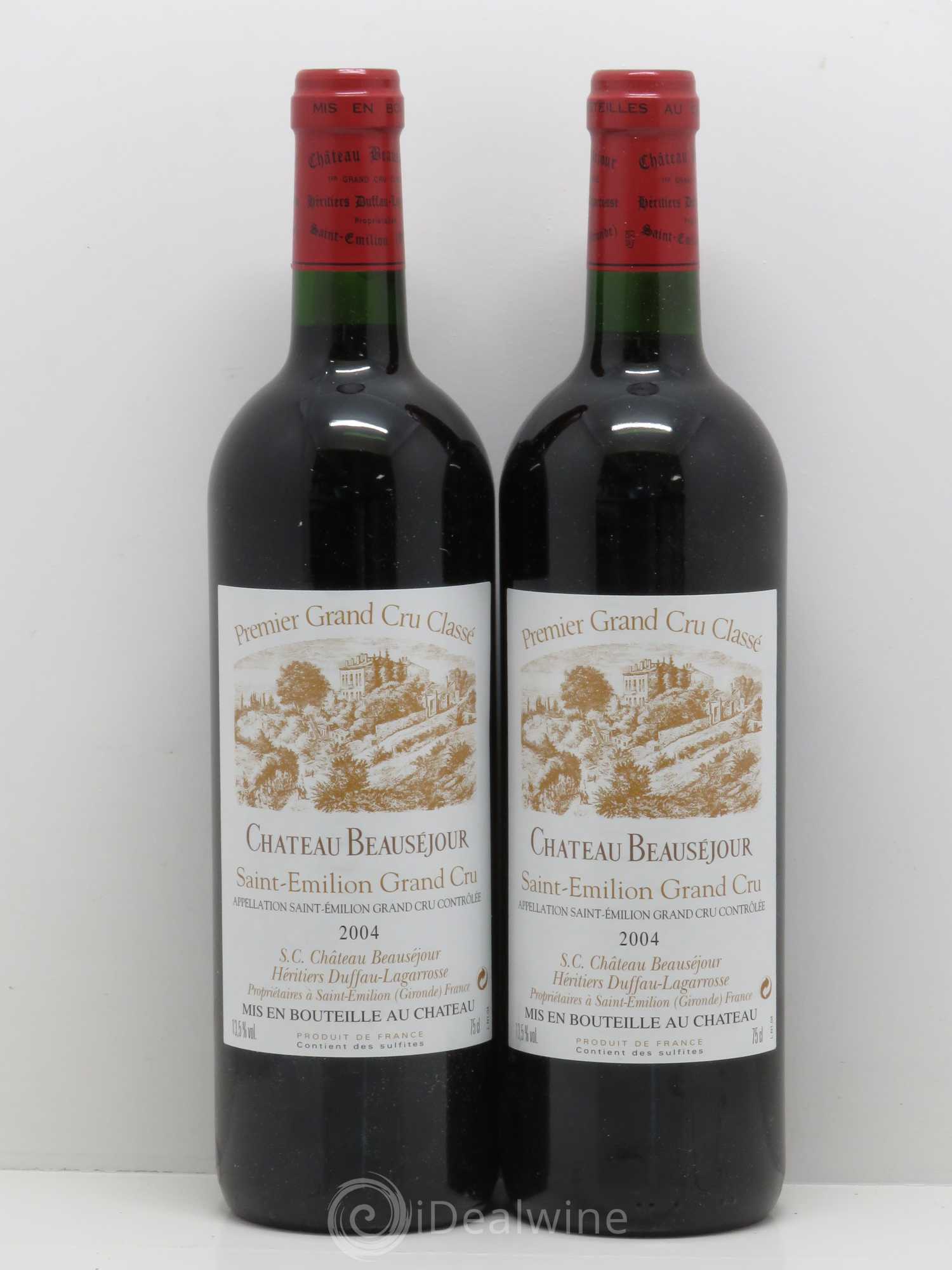 Château Beauséjour (Duffau-Lagarrosse) 1er Grand Cru Classé B 2004 - Lot de 2 bouteilles - 0