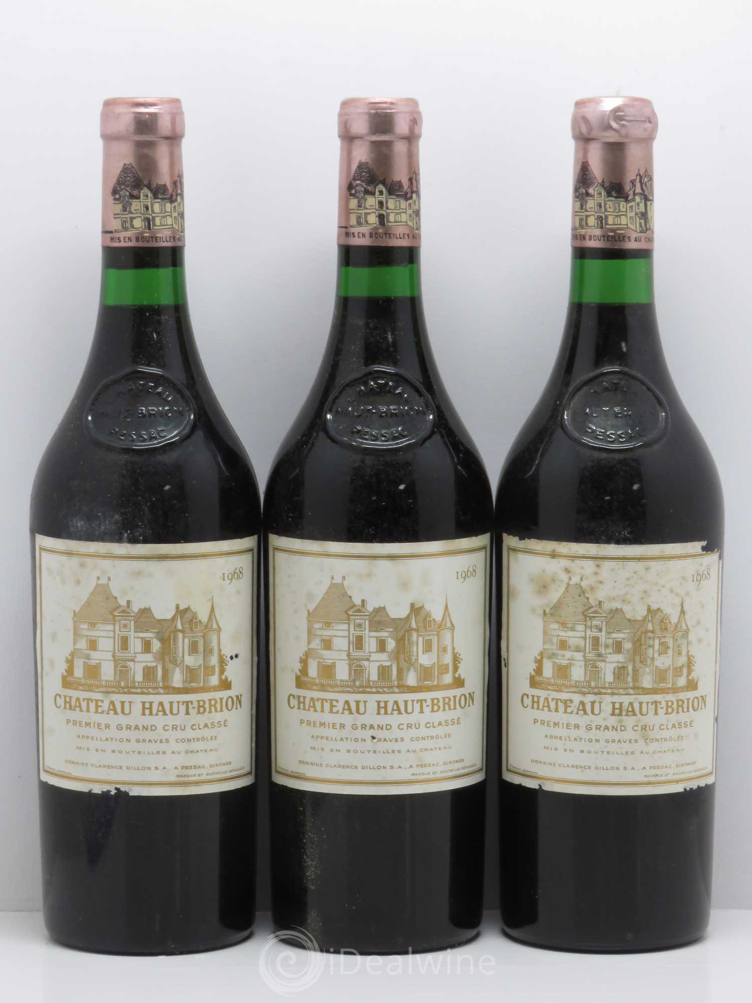 Château Haut Brion 1er Grand Cru Classé 1968 - Lot de 3 bouteilles - 0