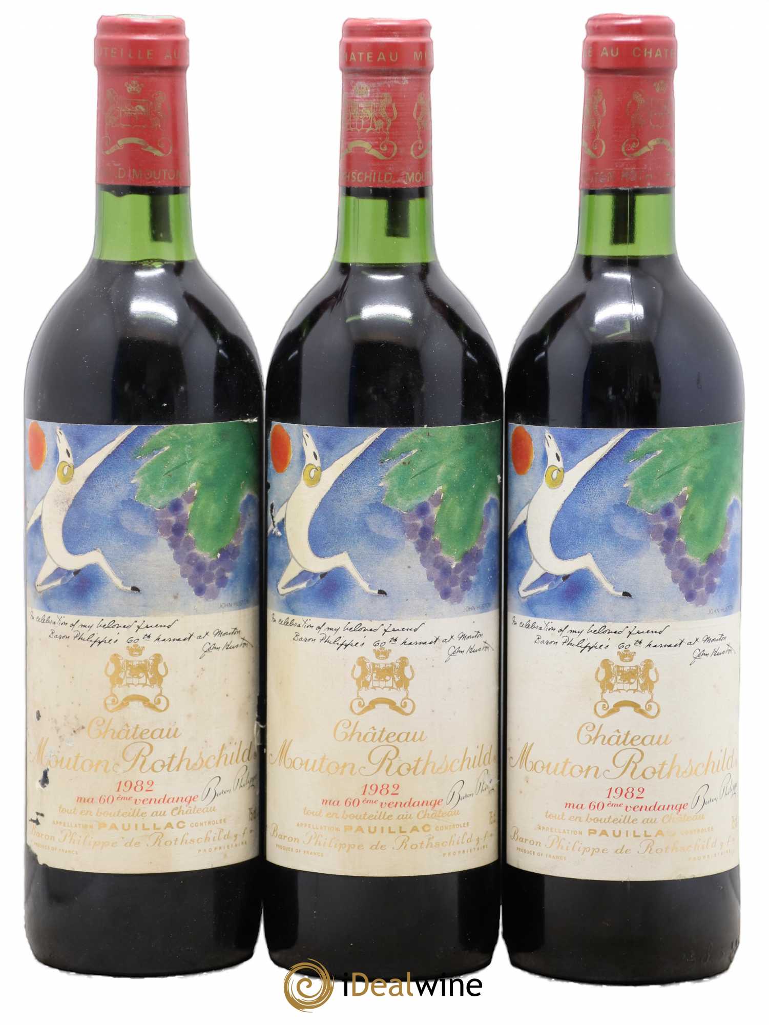 Château Mouton Rothschild 1er Grand Cru Classé 1982 - Lot de 3 bouteilles - 0