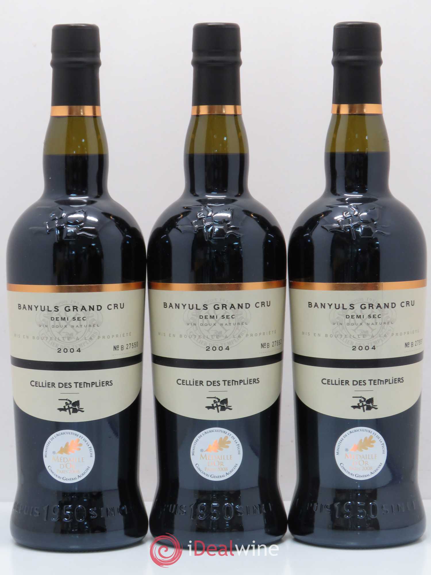 Banyuls Grand Cru Cellier des Templiers Demi Sec (sans prix de réserve) 2004 - Posten von 3 Flaschen - 0