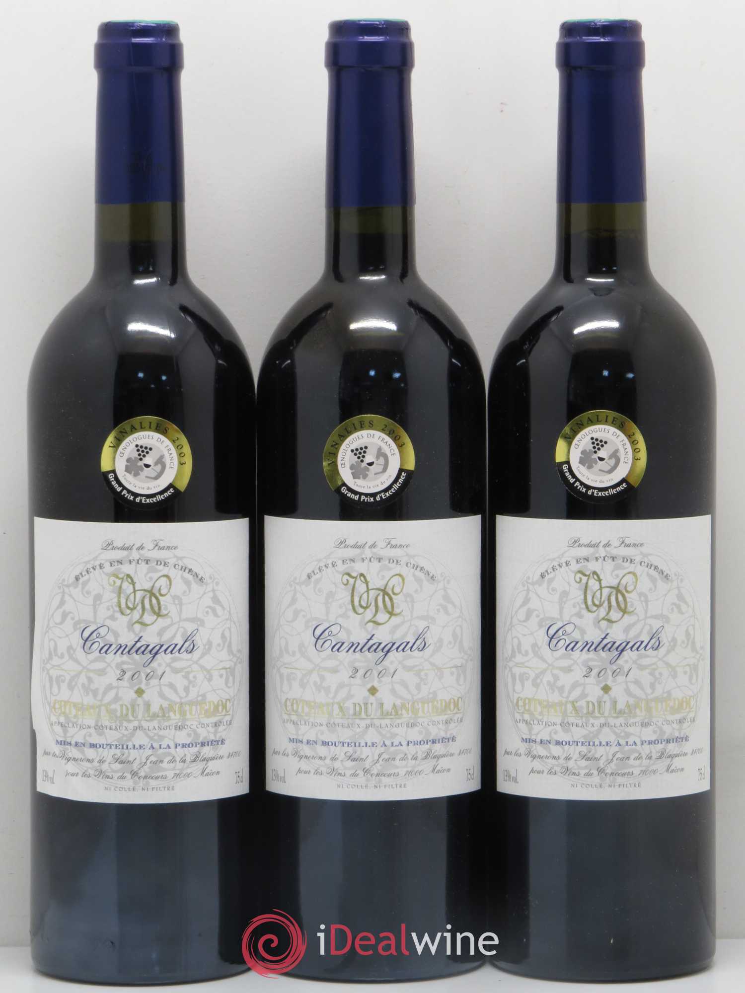 Coteaux du Languedoc Cantagals (sans prix de réserve) 2001 - Posten von 3 Flaschen - 0
