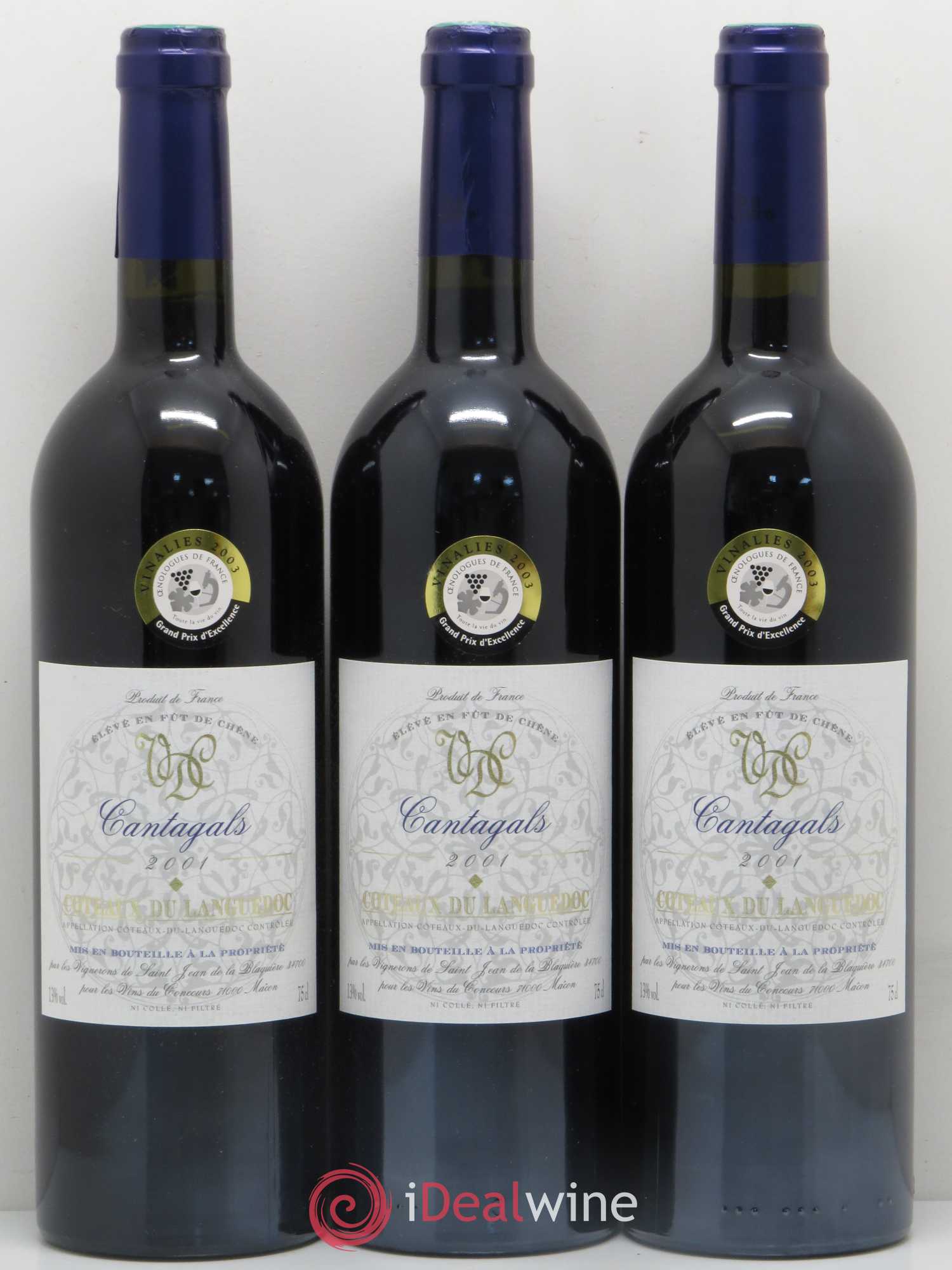 Coteaux du Languedoc Cantagals (sans prix de réserve) 2001 - Posten von 3 Flaschen - 0