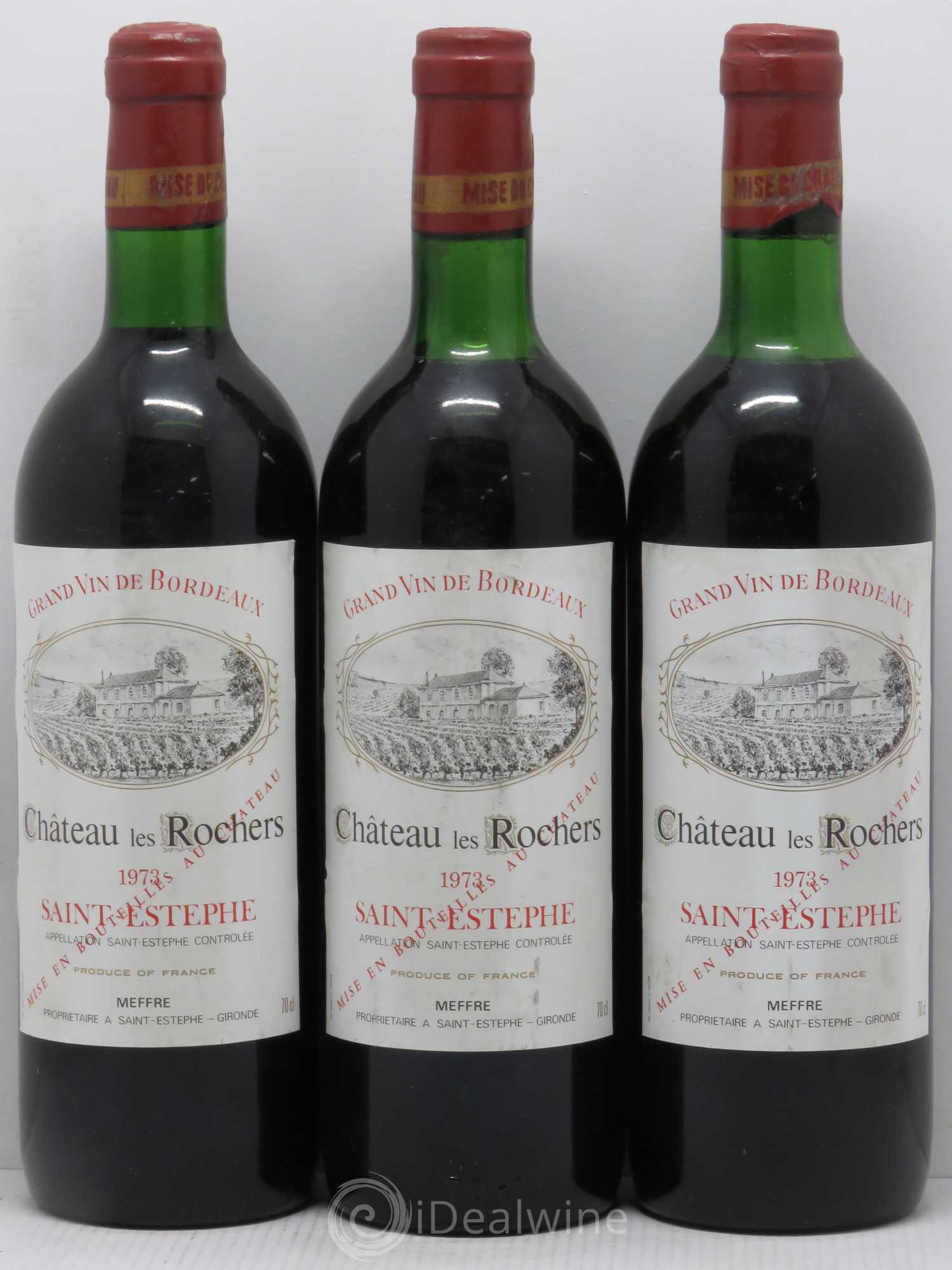 Saint-Estèphe Château Les Rochers 1973 - Lot de 3 bouteilles - 0