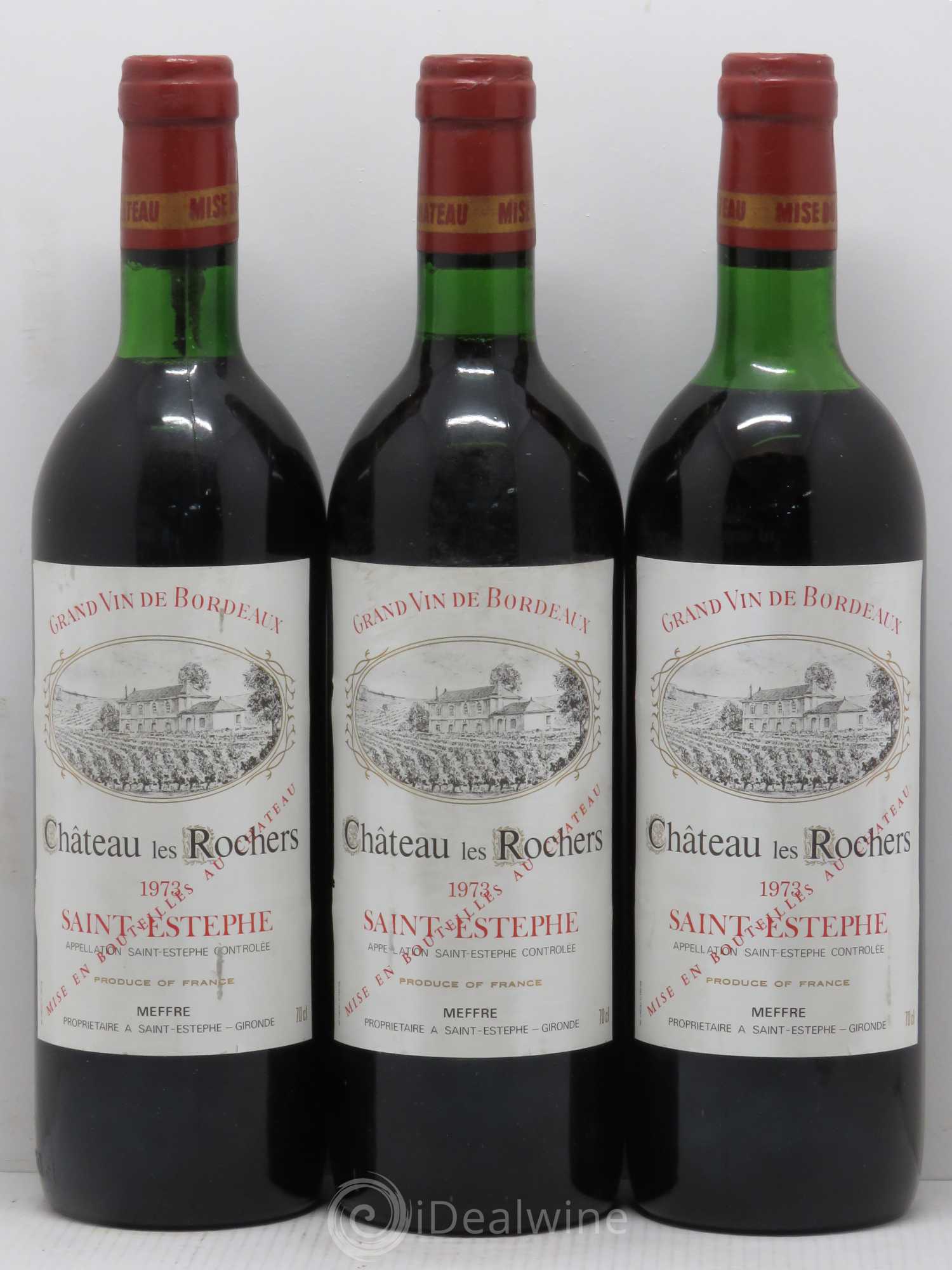 Saint-Estèphe Château Les Rochers 1973 - Lot de 3 bouteilles - 0