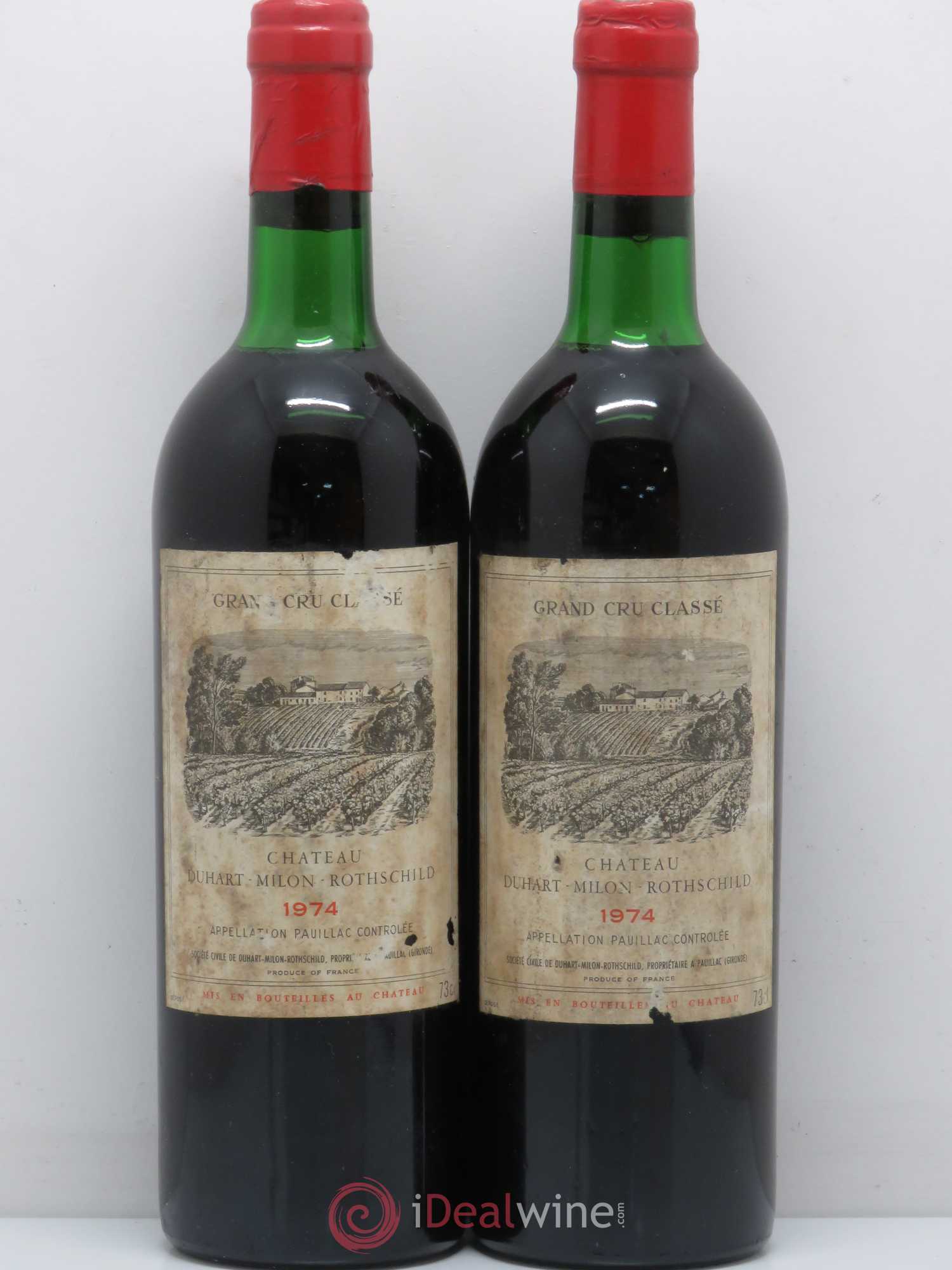 Château Duhart-Milon 4ème Grand Cru Classé 1974 - Lot de 2 bouteilles - 0