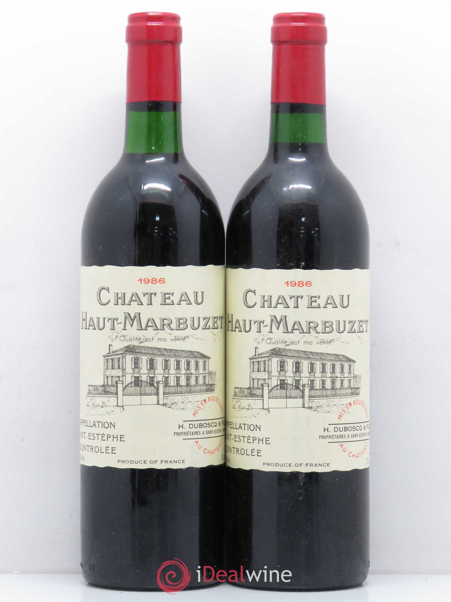 Château Haut Marbuzet 1986 - Lot de 2 bouteilles - 0