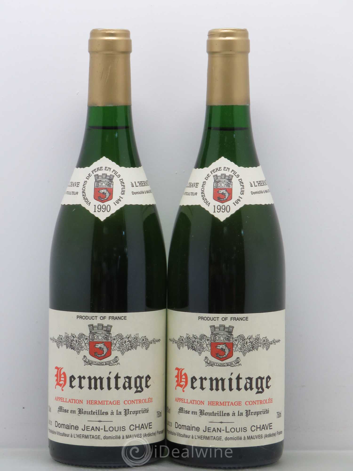 Hermitage Jean-Louis Chave 1990 - Lot de 2 bouteilles - 0