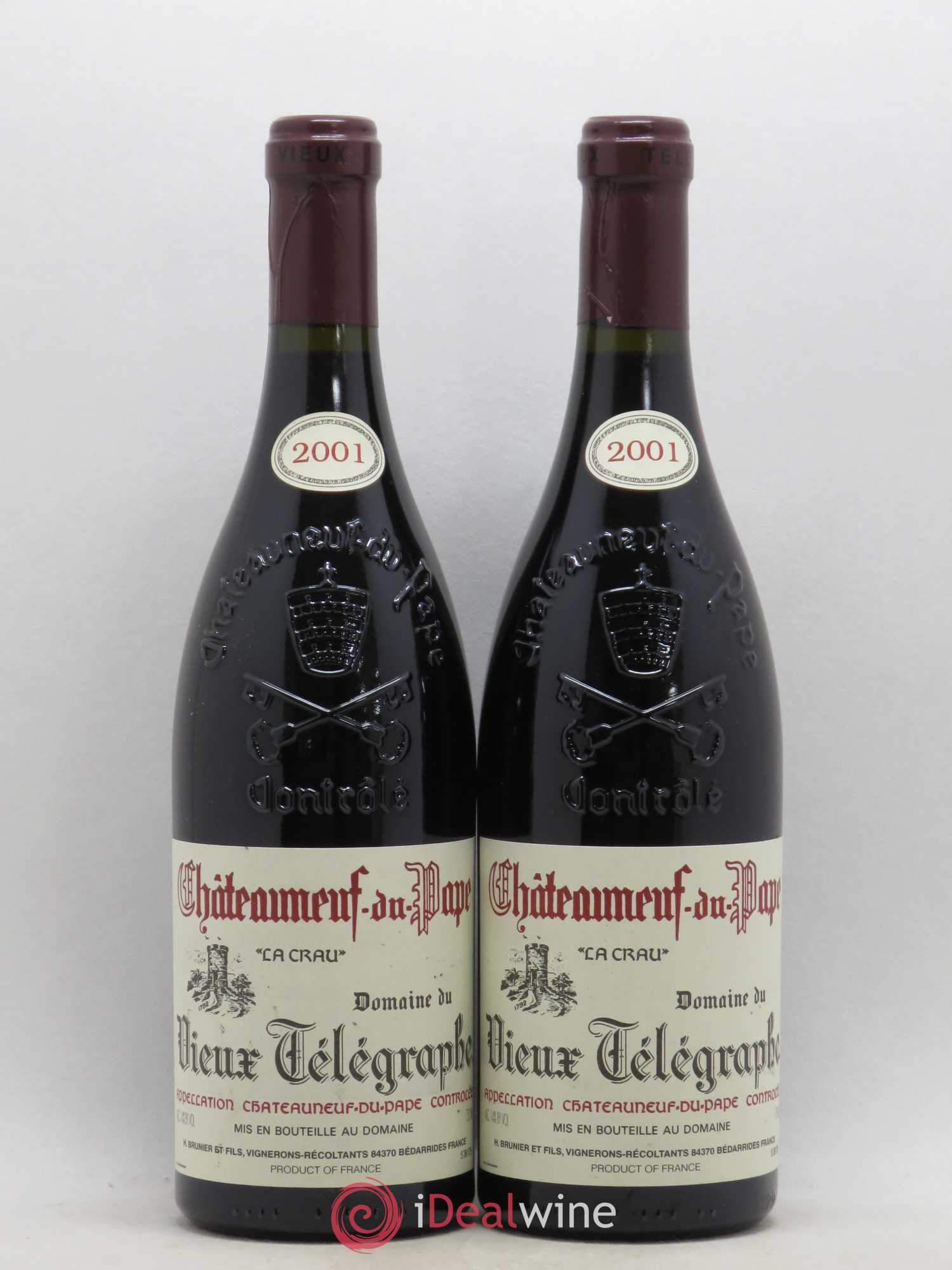 Châteauneuf-du-Pape Vieux Télégraphe (Domaine du) Vignobles Brunier 2001 - Lot de 2 bouteilles - 0