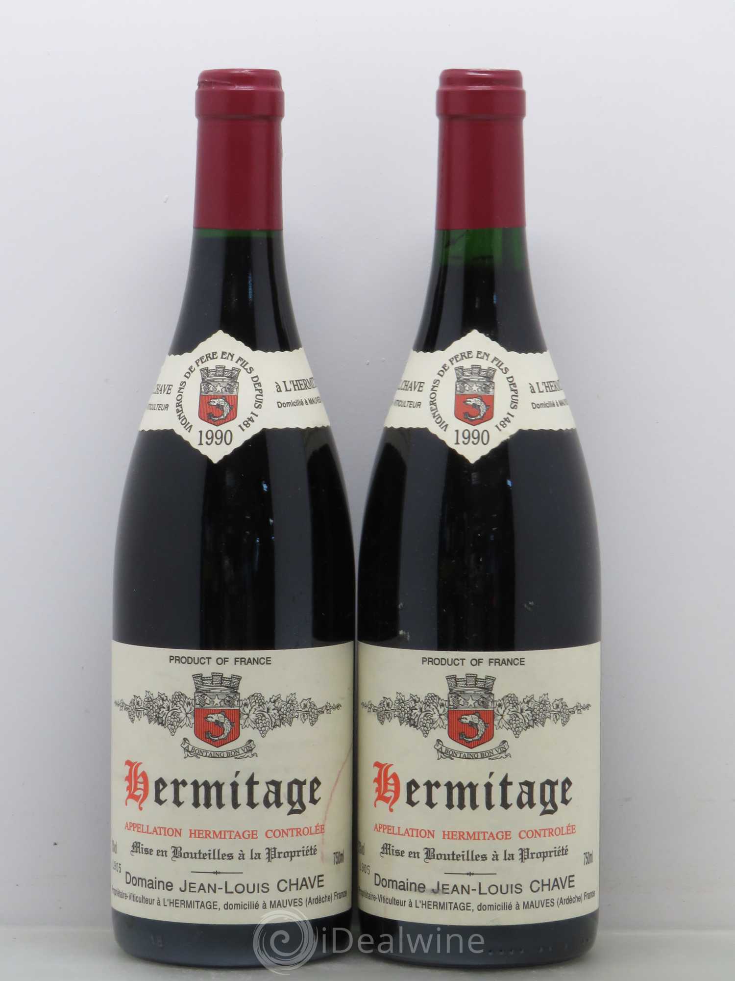 Hermitage Jean-Louis Chave 1990 - Lot de 2 bouteilles - 0
