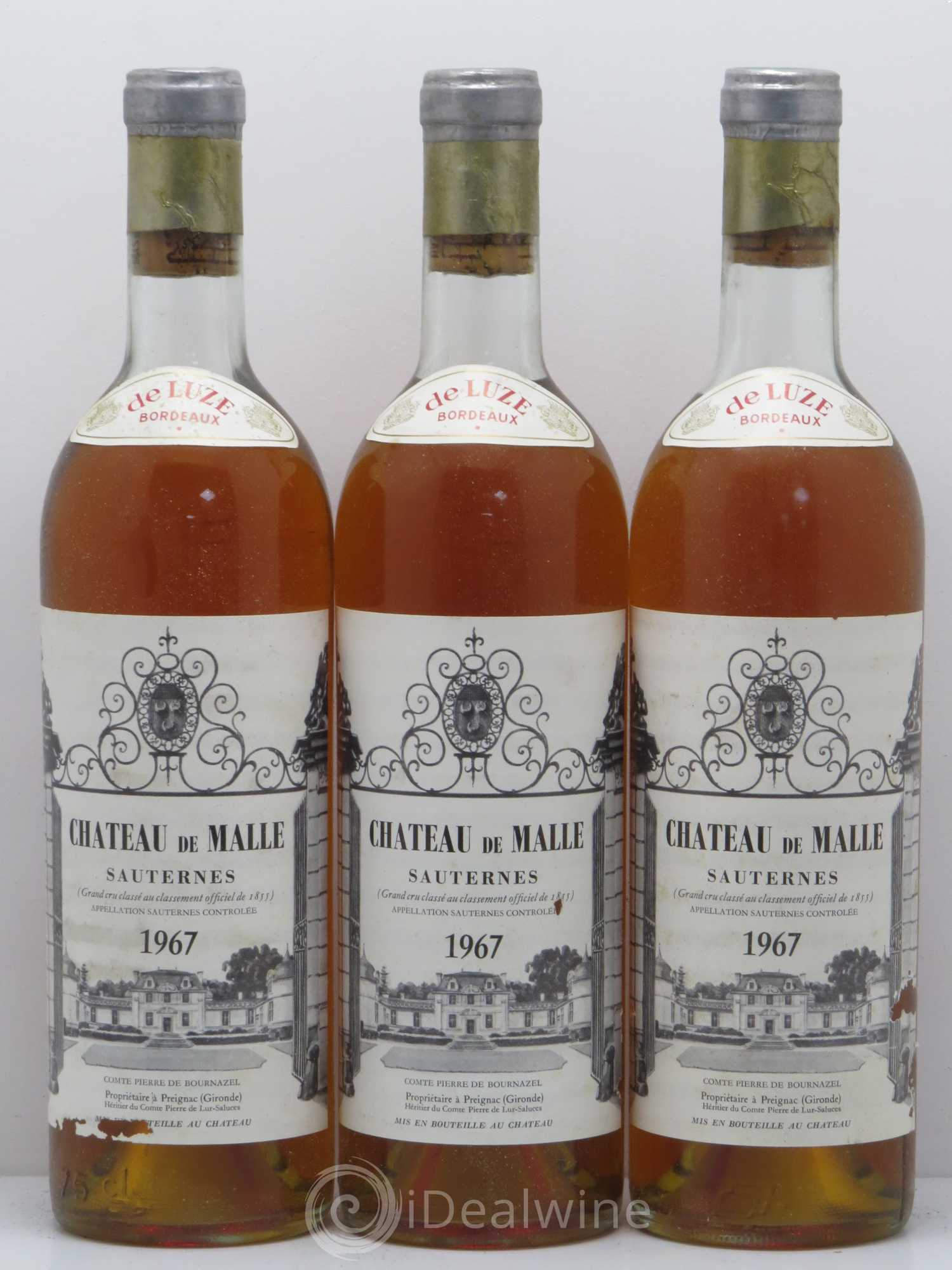 Château de Malle 2ème Grand Cru Classé 1967 - Lotto di 3 bottiglie - 0