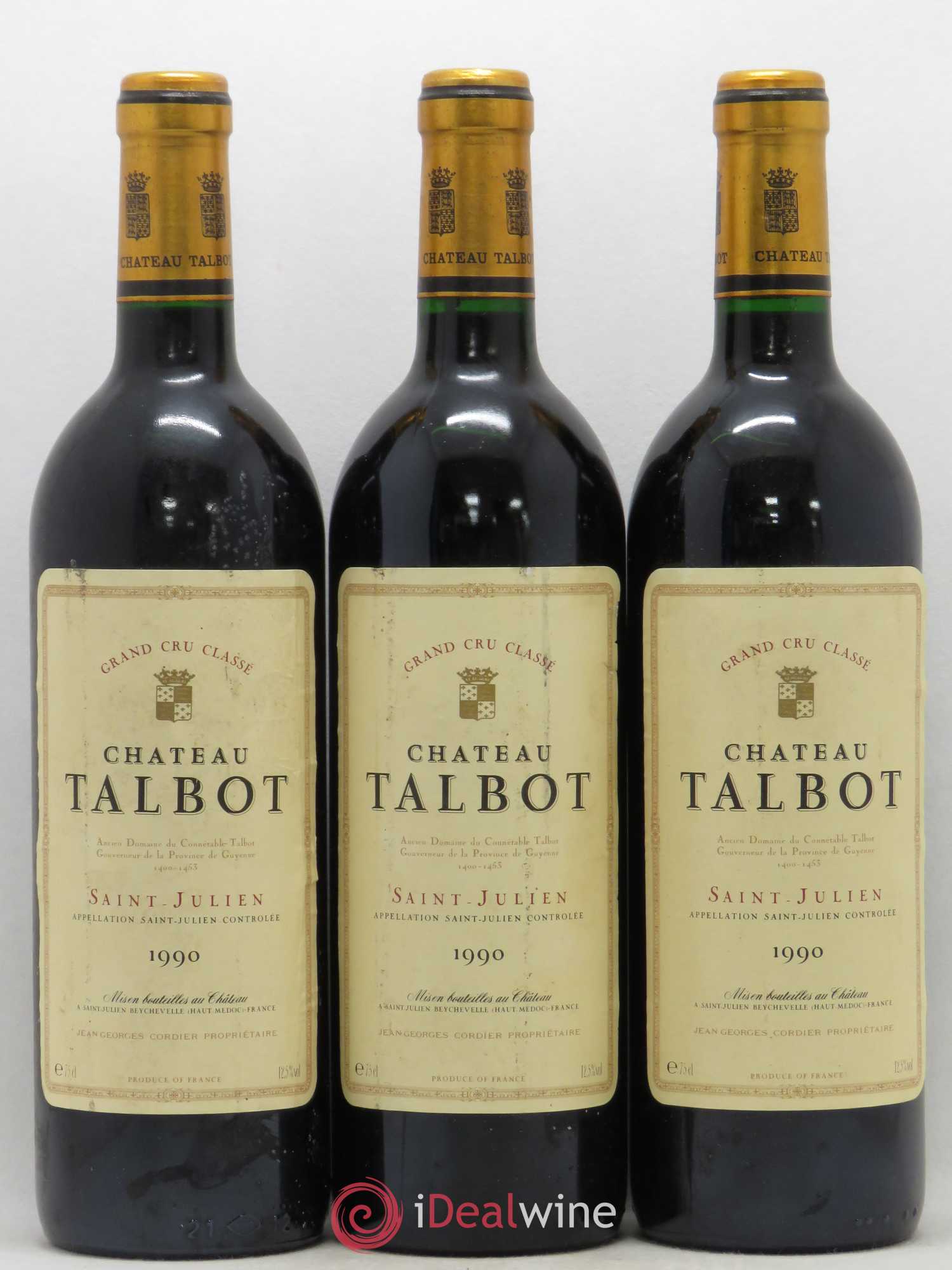 Château Talbot 4ème Grand Cru Classé 1990 - Lot de 3 bouteilles - 0