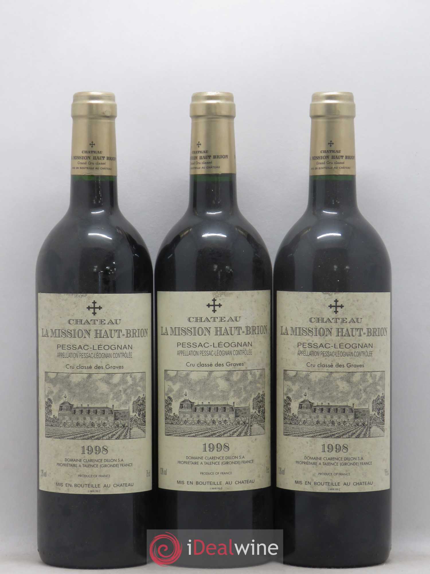 Château la Mission Haut-Brion Cru Classé de Graves 1998 - Lot de 3 bouteilles - 0